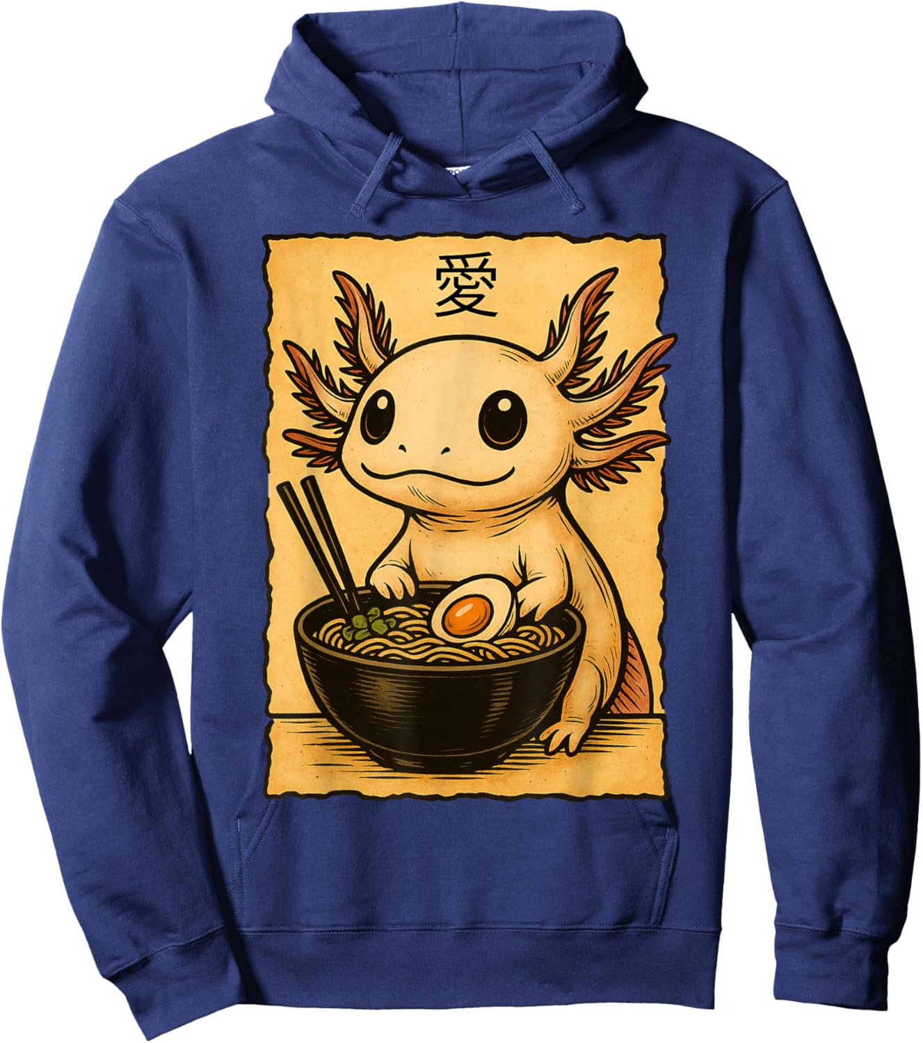 Axolotl Ramen Japanese Kawaii Anime Axolotl Funny Hoodie - Hoodie | Navy