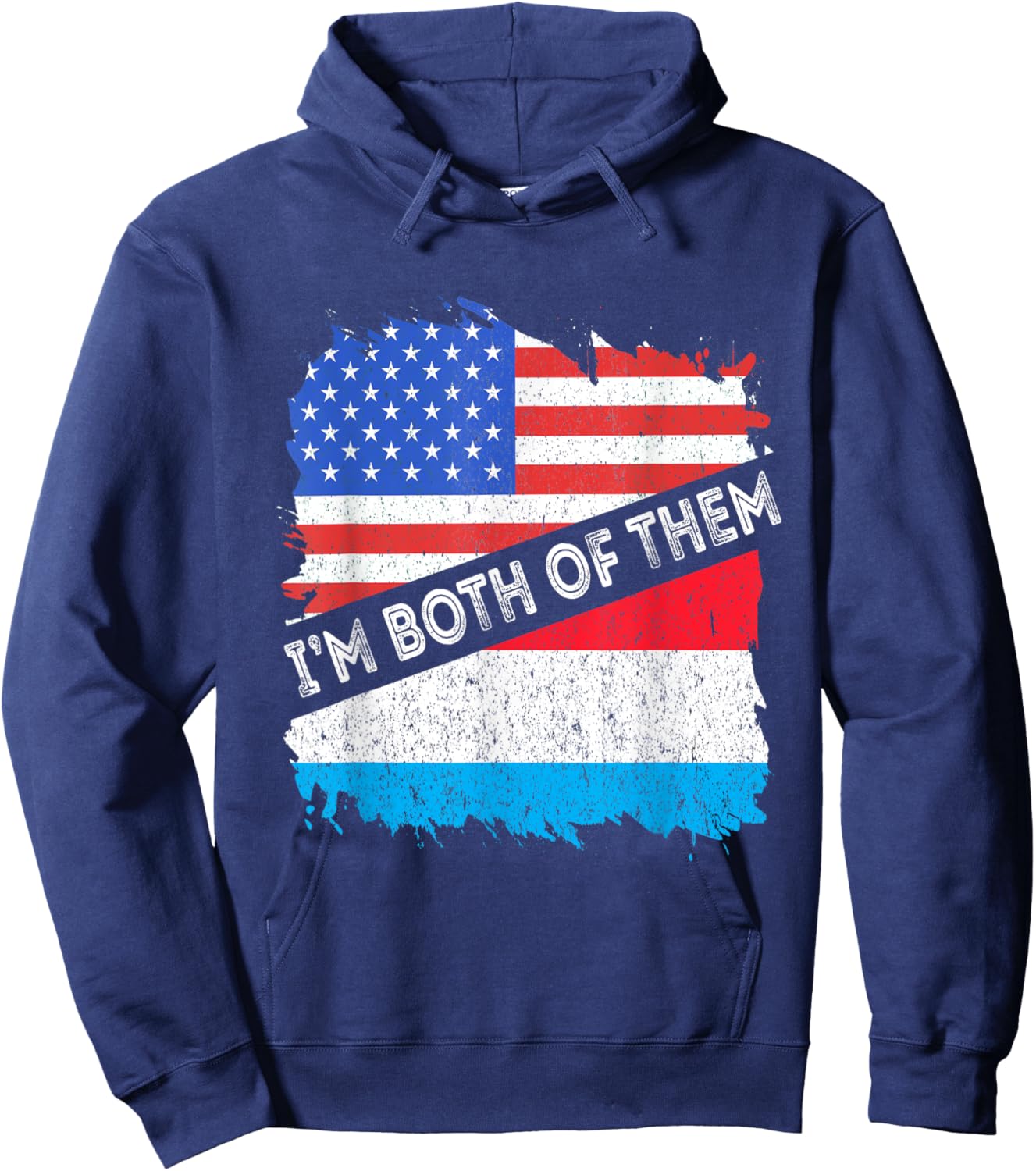 Luxembourg Flag USA America I'm Both Of Them Letzebuerg Hoodie - Hoodie | Navy