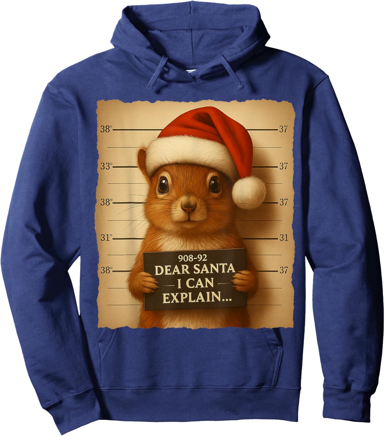 Funny Christmas Squirrel - Cute Squirrel Santa Hat Hoodie - Hoodie | Navy