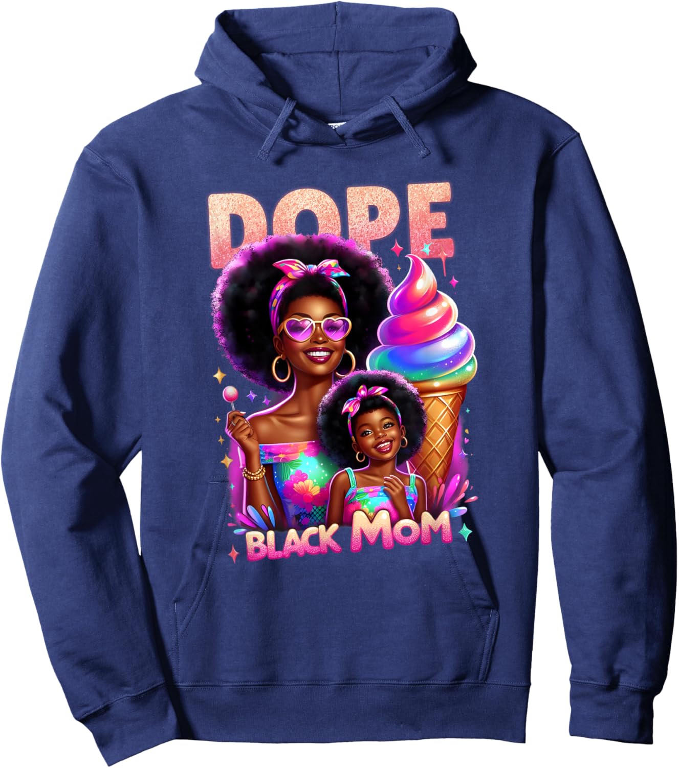 Melanin Mama Dope Black Mom Afro Queen African Hoodie - Hoodie | Navy