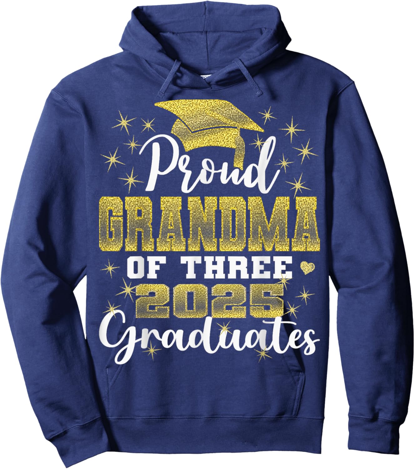 Proud Grandma of Three 2025 Graduates Graduation family Hoodie - Hoodie | Navy