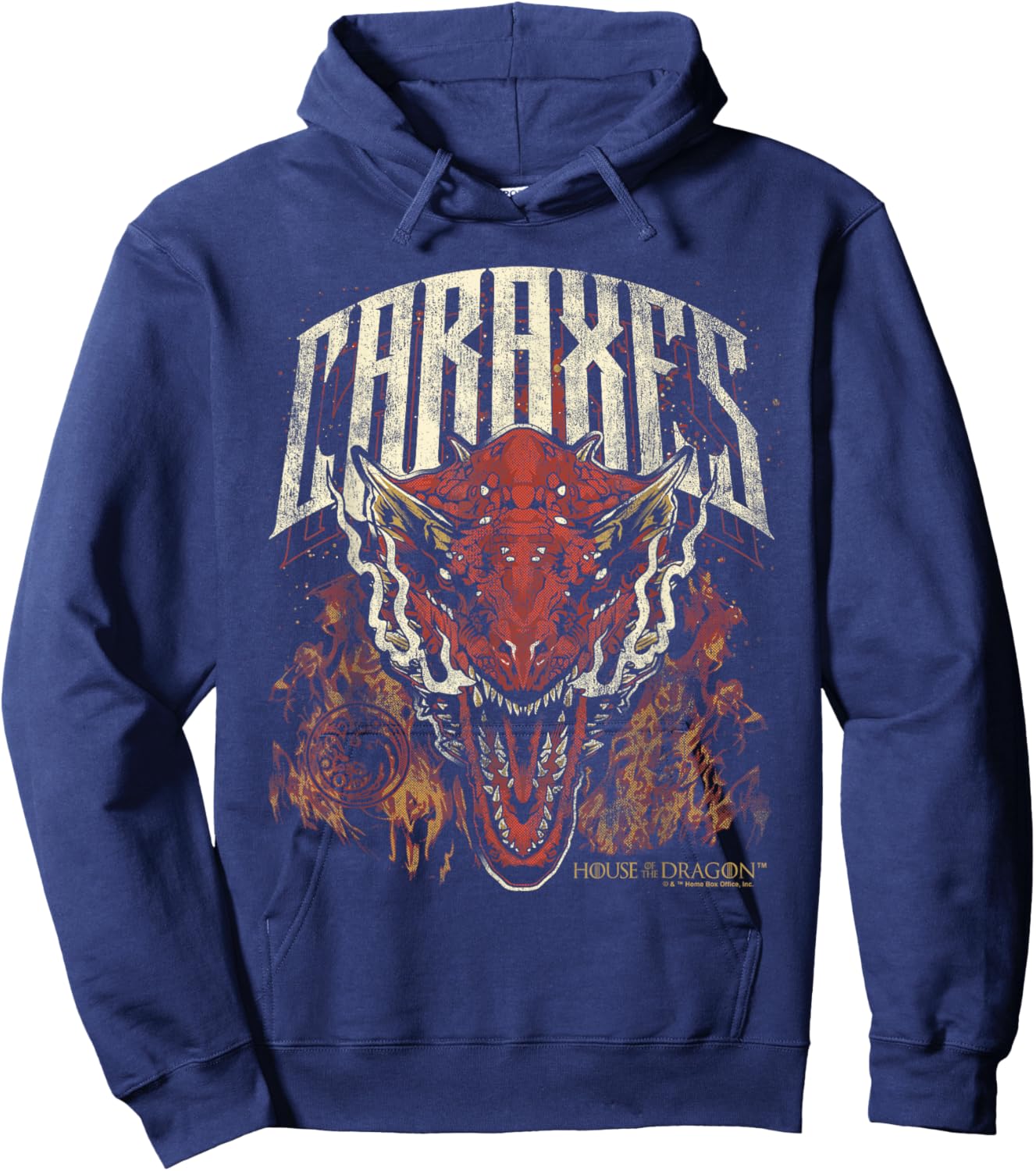 House of the Dragon Targaryen Caraxes in Flames Hoodie - Hoodie | Navy