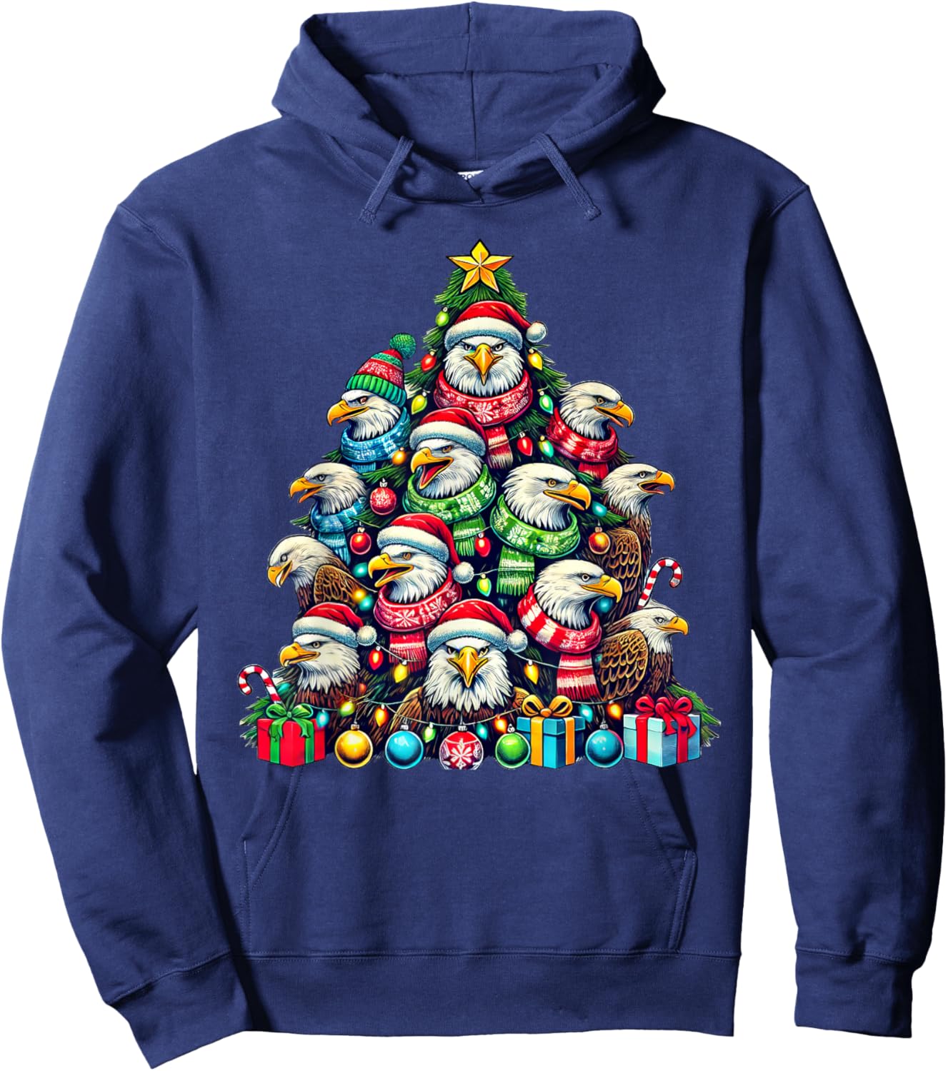Eagle Bird Christmas Tree Funny Eagle Xmas Hoodie - Hoodie | Navy