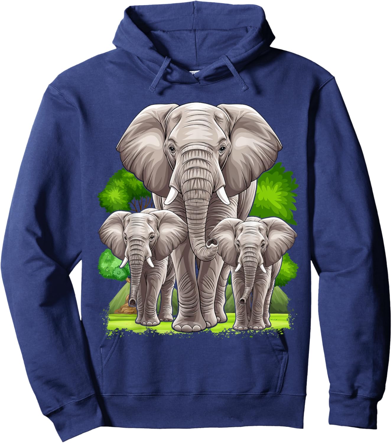 Elephant Family Africa Safari Zoo Keeper Elephant Hoodie - Hoodie | Navy
