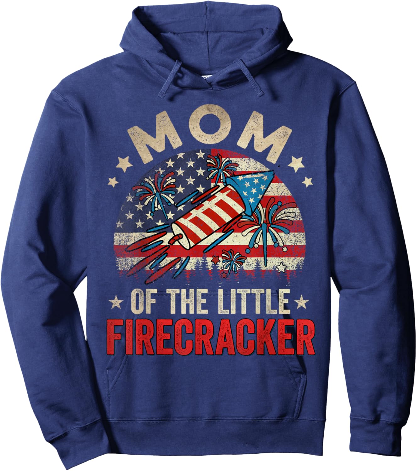 4th Of July Birthday Mom Mommy Of The Little Firecracker Women Men Hoodie - Hoodie | Navy