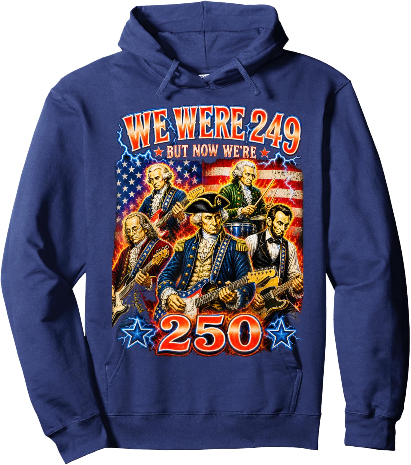 250 Years American Anniversary Funny 4th of July Bootleg Hoodie - Hoodie | Navy