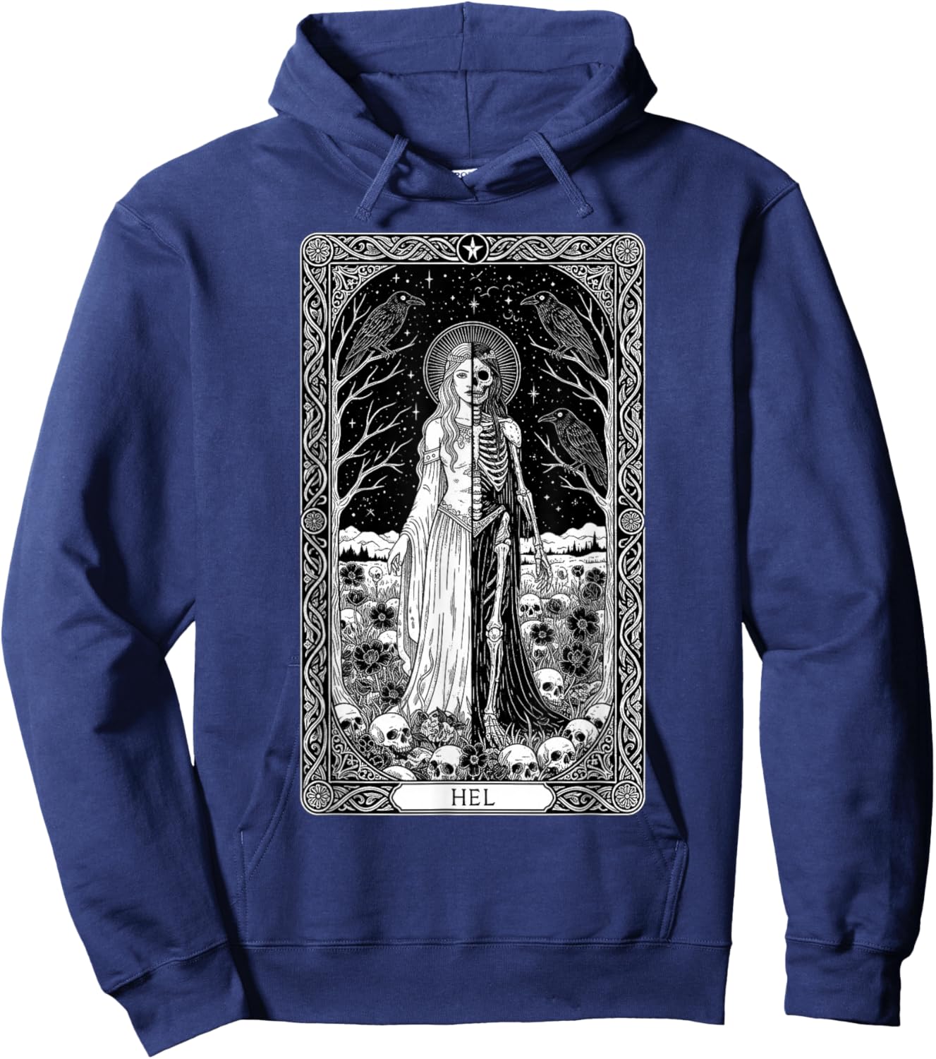 Norse Goddess Hel Viking Goddess Celtic Tarot Card Hoodie - Hoodie | Navy