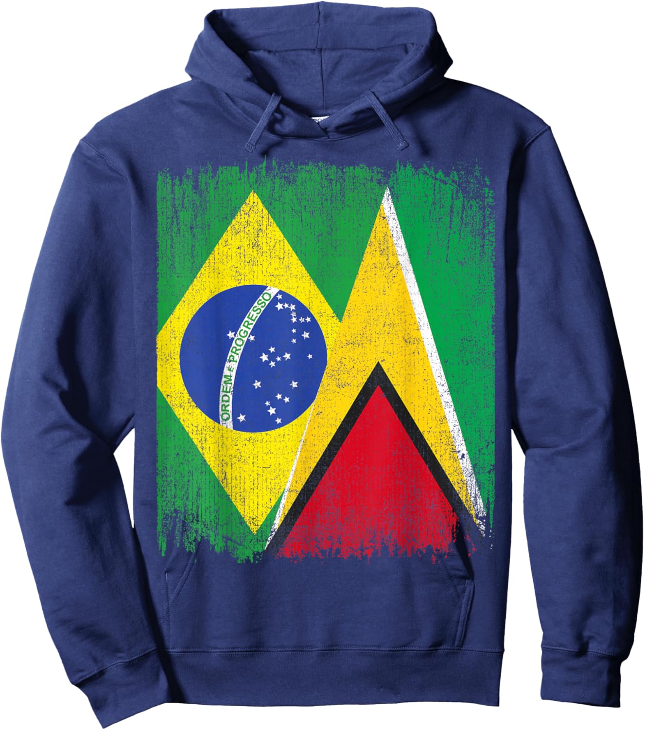 Half Brazil Guyana Split Flag Brazilian Guyanese Roots Hoodie - Hoodie | Navy