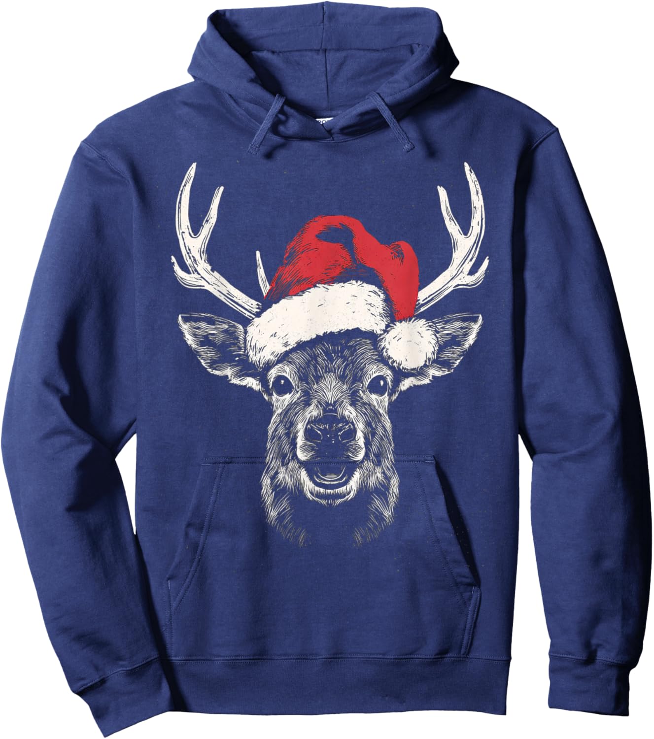 Reindeer Christmas Dark Brown Hoodie - Hoodie | Navy