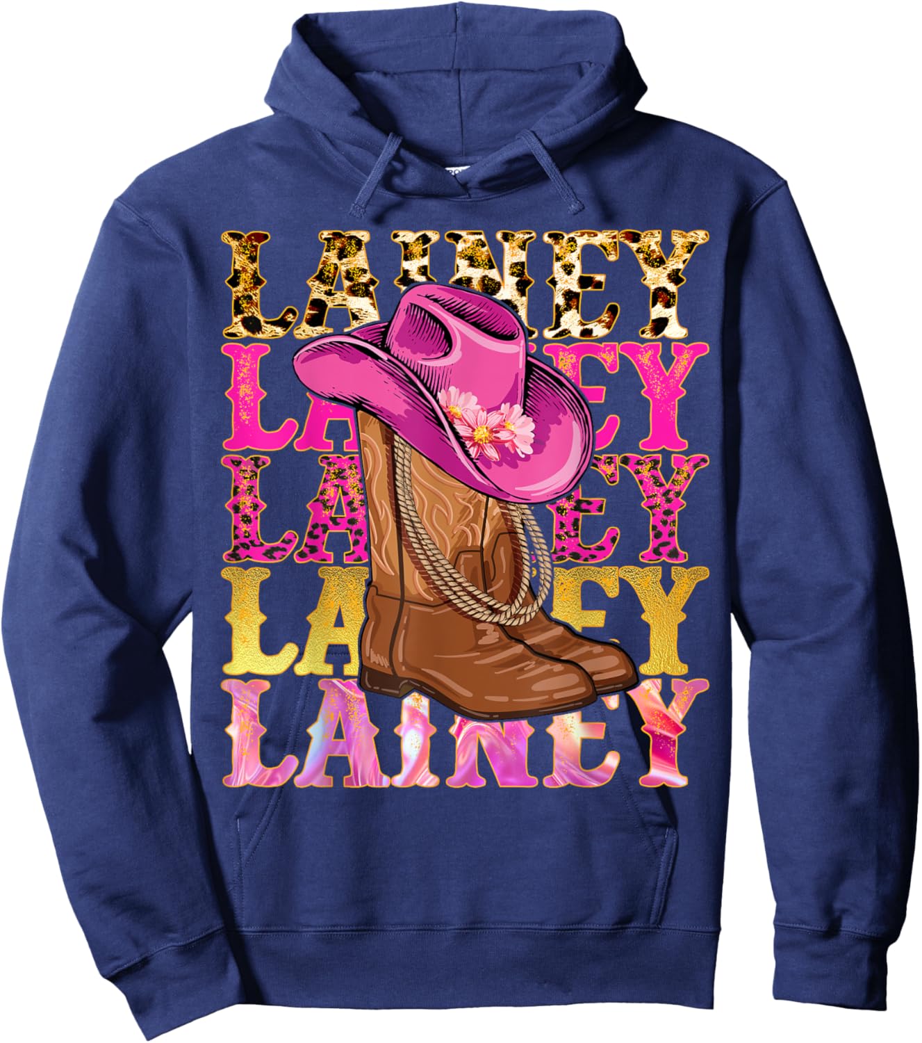 Lainey First Name Personalized Birthday Cowgirl Outfit Hoodie - Hoodie | Navy