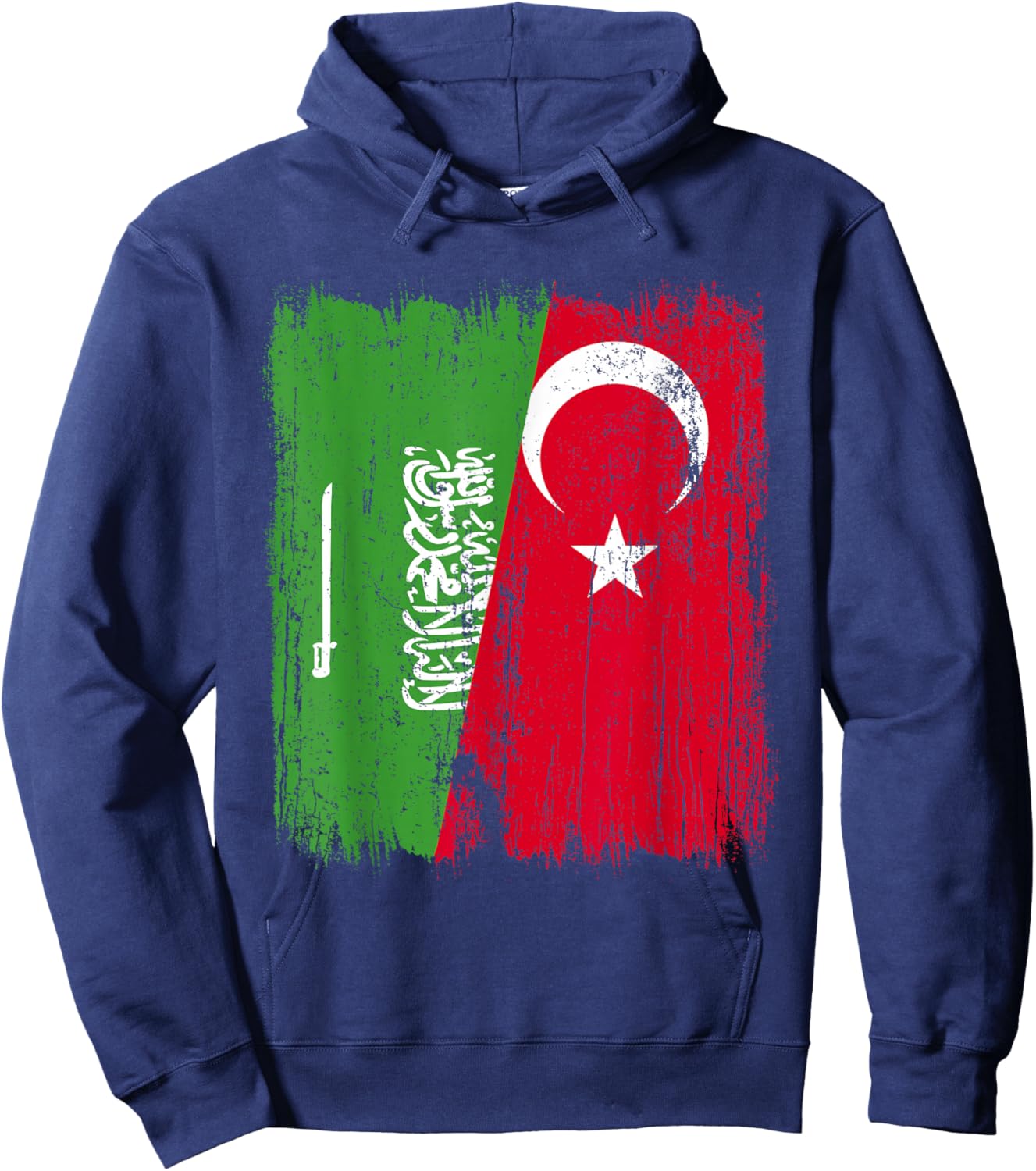 Saudi Arabia Turkey Half Flag Turkiye Saudi Arabian Turkish Hoodie - Hoodie | Navy