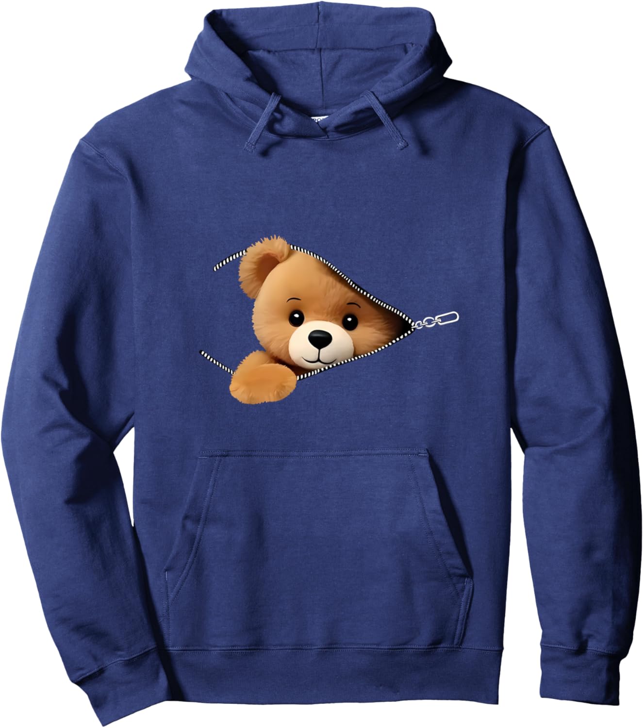 Imprimé Ours Fermeture Éclair Manche Longue Hoodie - Hoodie | Navy
