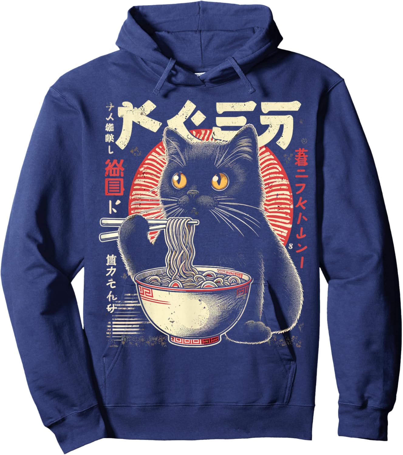 Anime Cat Ramen Japanese Cute Kawaii Cats Hoodie - Hoodie | Navy