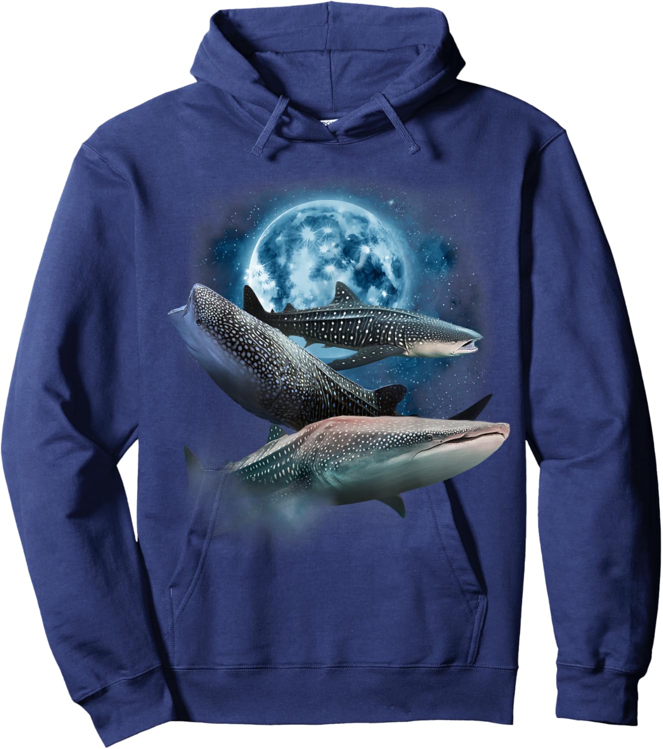Whale Shark Shirt - Howling at the Moon Whale Shark Hoodie - Hoodie | Navy