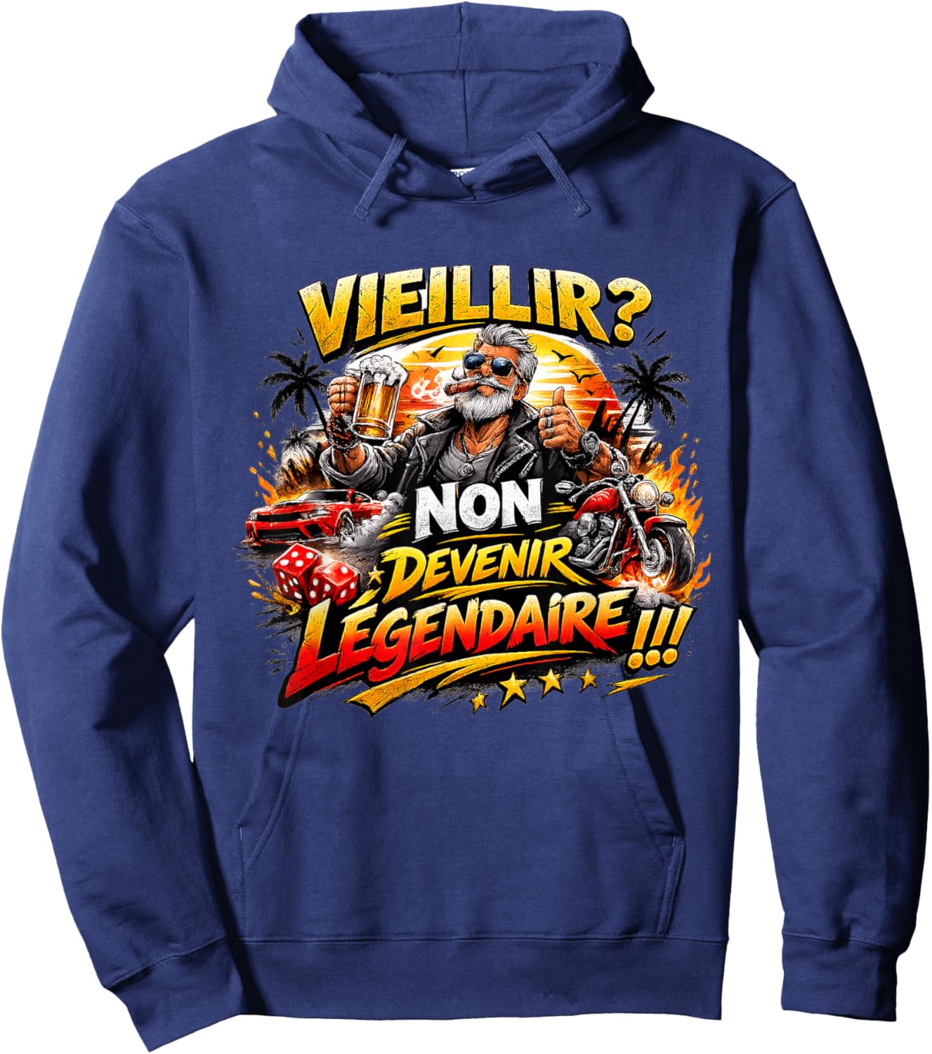 Cadeau Anniversaire Homme Original Humour Devenir Légendaire Hoodie - Hoodie | Navy