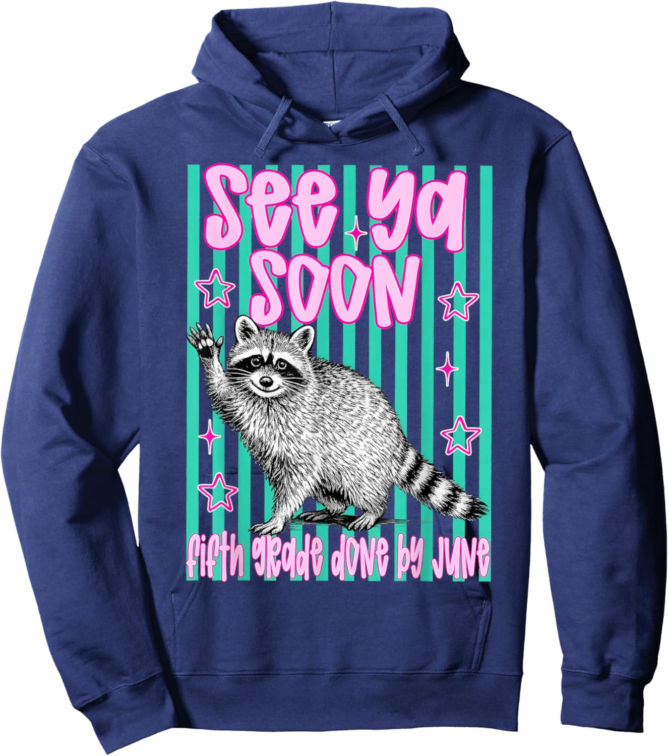 Last Day of School See Ya Soon Raccoon Fifth Grade Hoodie - Hoodie | Navy