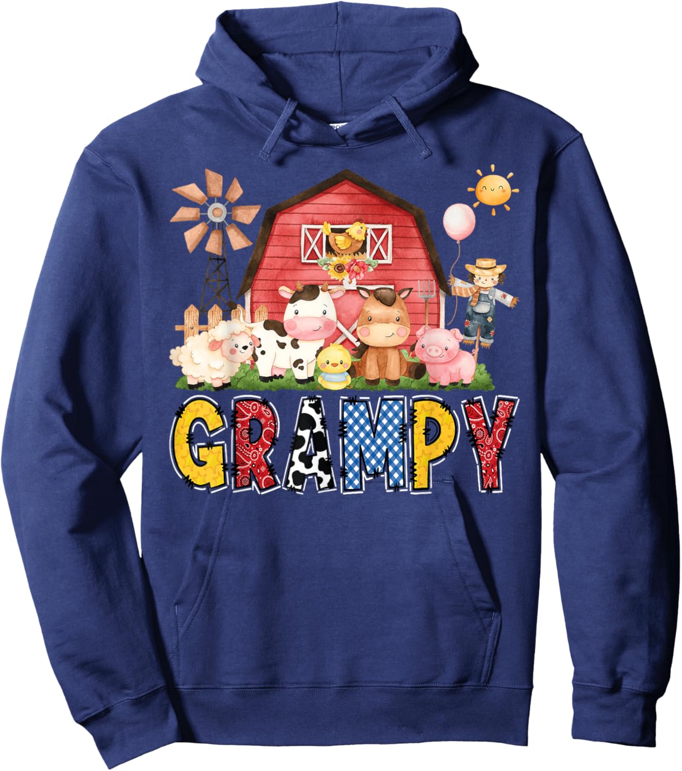 Grampy Farm Cow Birthday Boy Matching Family Party Hoodie - Hoodie | Navy