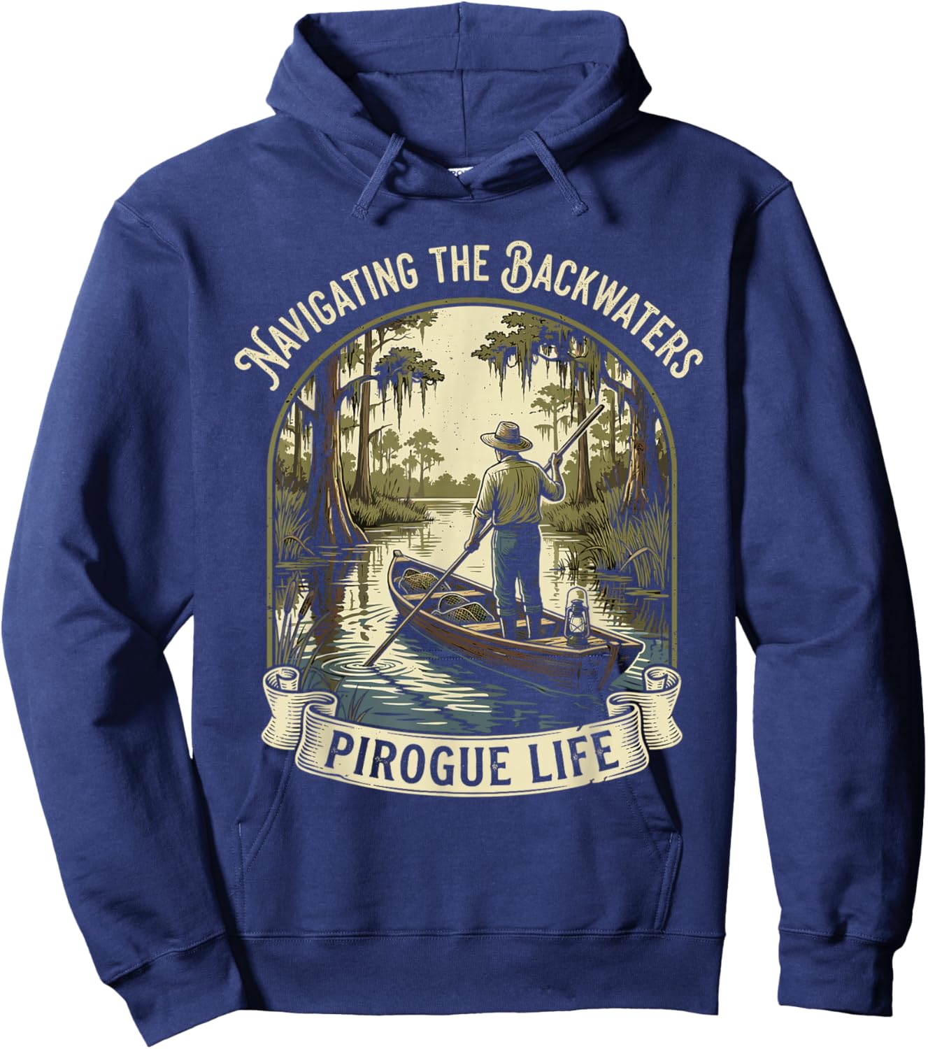 Navigating The Backwaters Pirogue Life Hoodie - Hoodie | Navy