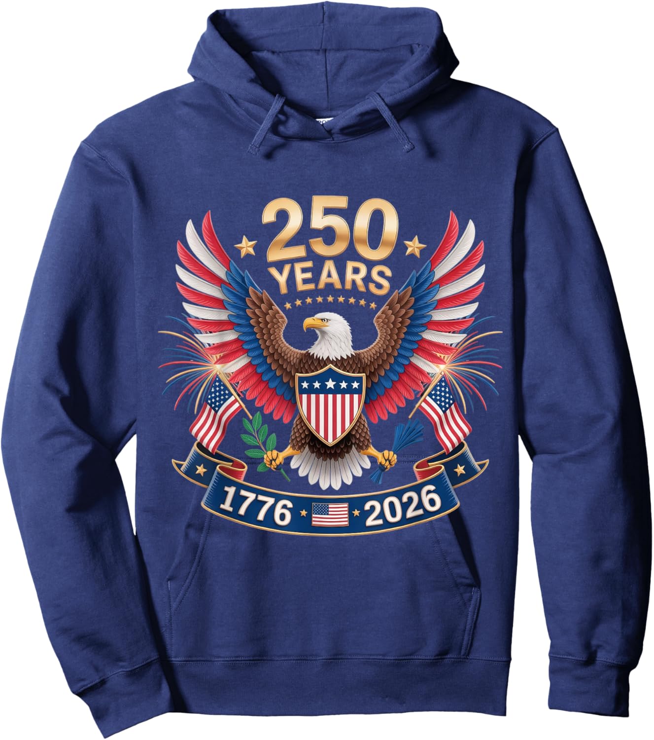 250 Years American 250th Anniversary USA Patriotic 4th July Hoodie - Hoodie | Navy
