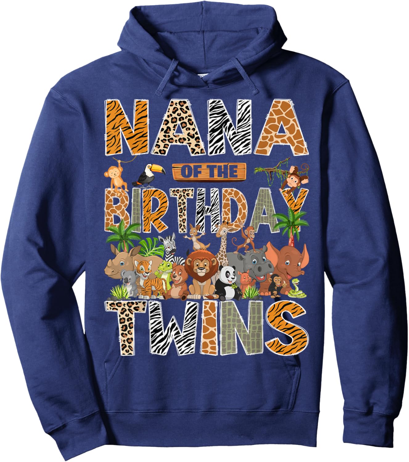 Nana of The Birthday Twins Safari Wild One Zoo Animal Hoodie - Hoodie | Navy