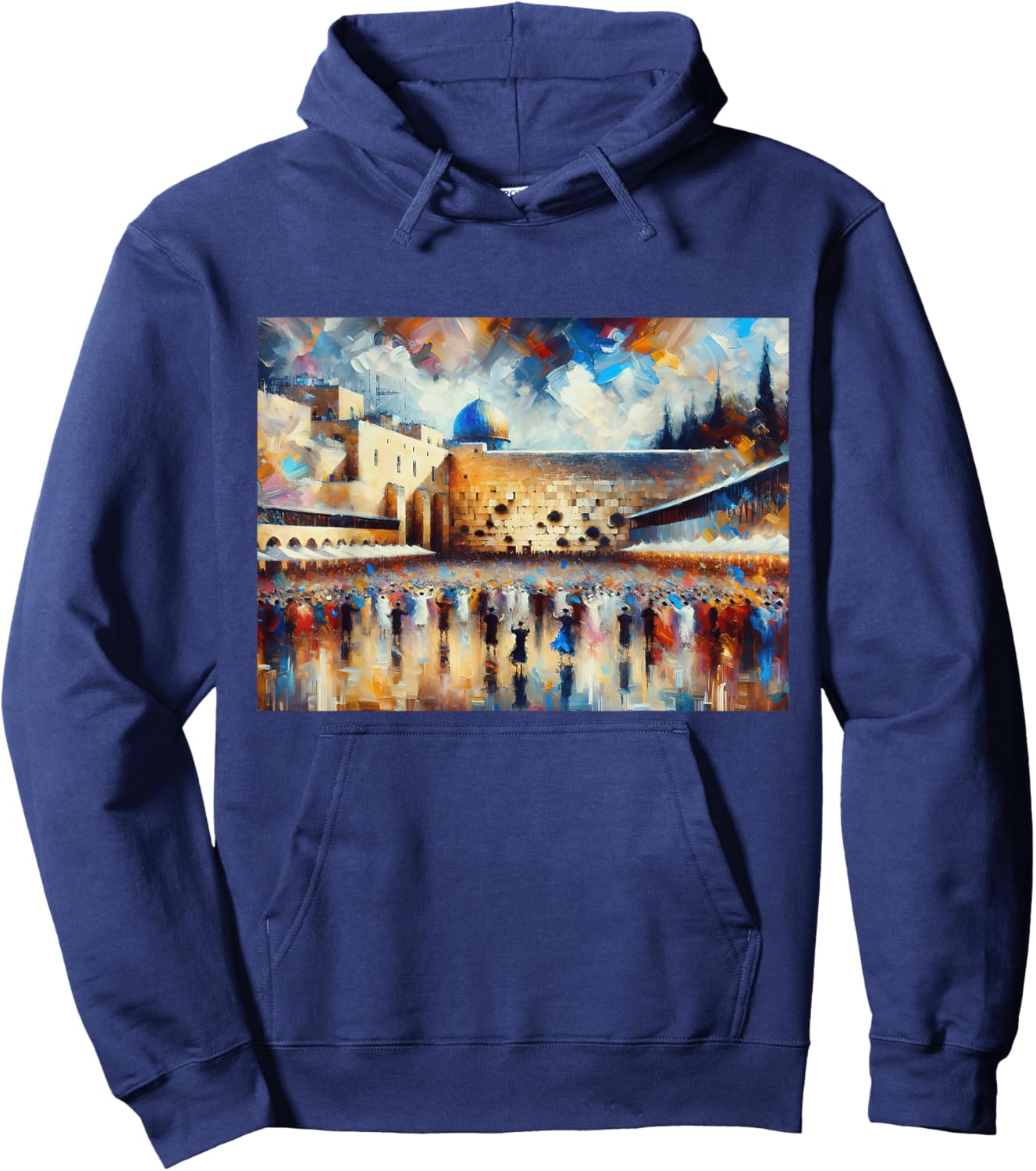 Kotel Painting jerusalem City Western Wall Wailing Wall Hoodie - Hoodie | Navy