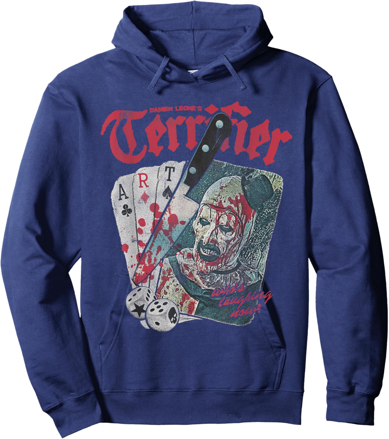Terrifier Cards and Dice Art The Clown Bloody Knife Horror Hoodie - Hoodie | Navy