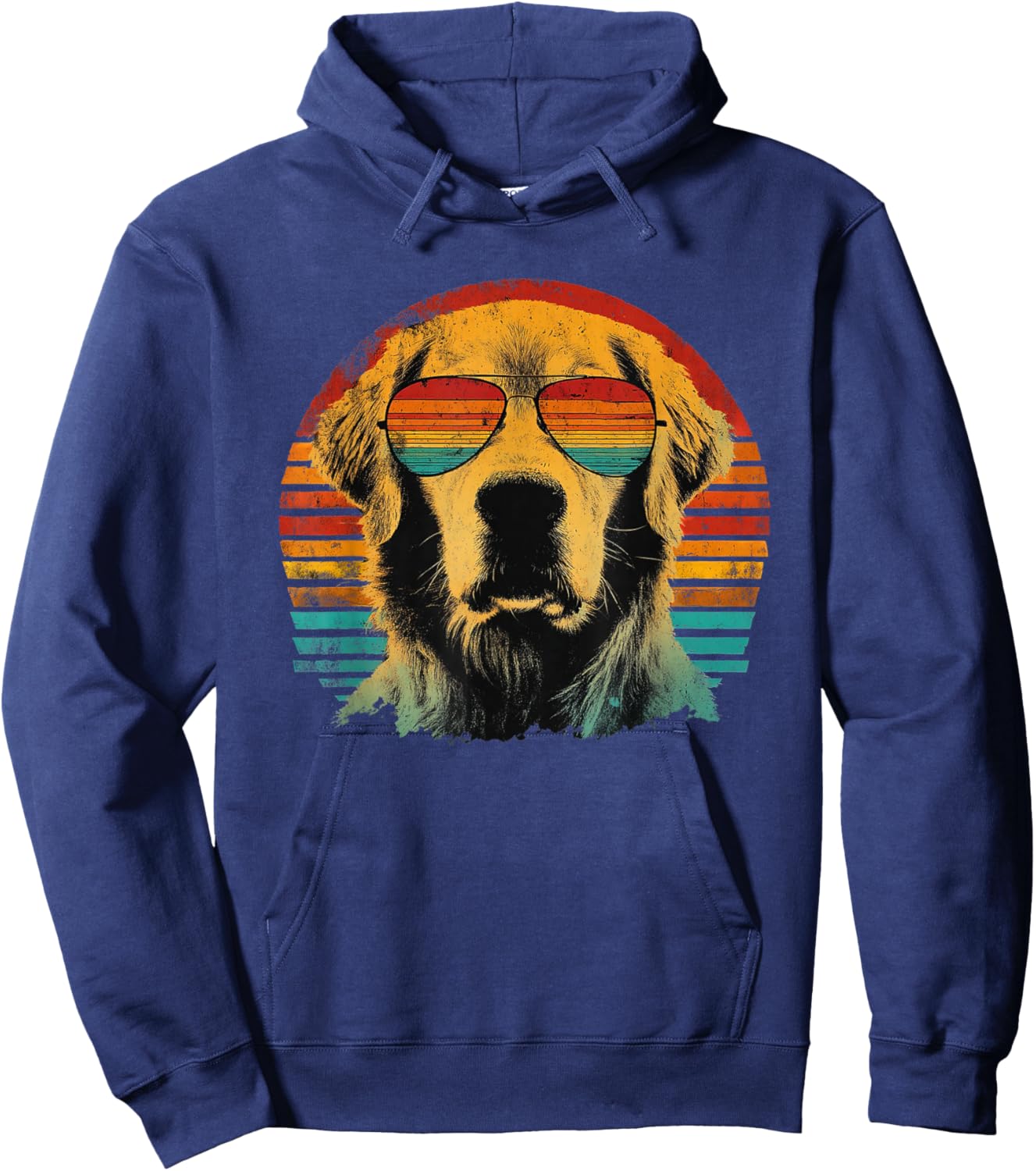 Golden Retriever Papa Coucher de Soleil rétro Fête des pères Amoureux des Chiens Hoodie - Hoodie | Navy