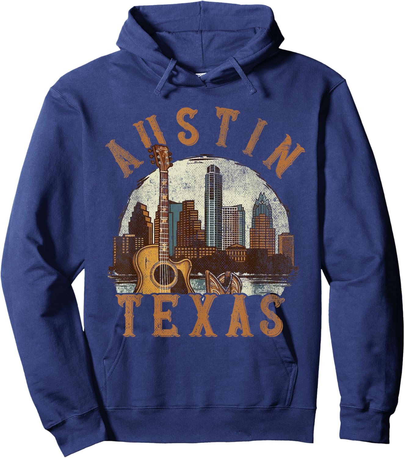 Austin Texas TX | Guitar Skyline Hoodie - Hoodie | Navy