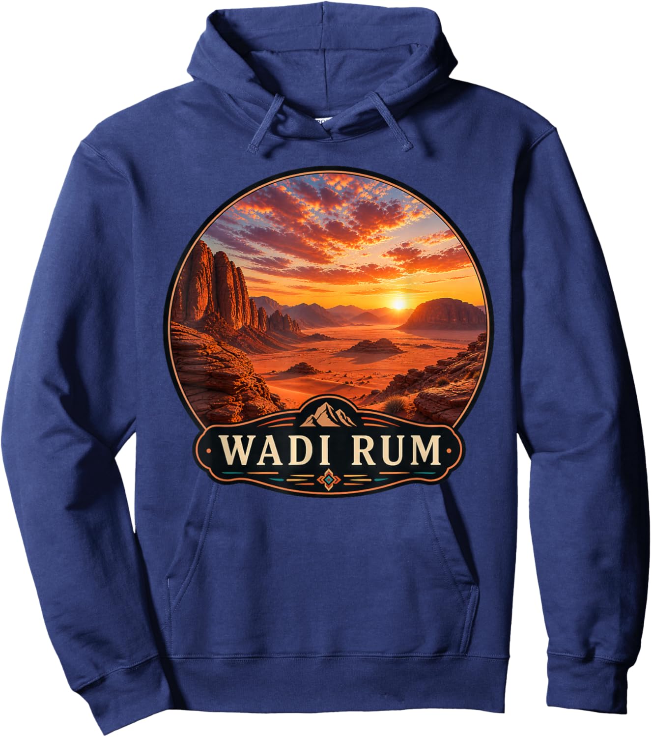 Stunning Wadi Rum Desert Sunset Middle East Landscape Hoodie - Hoodie | Navy