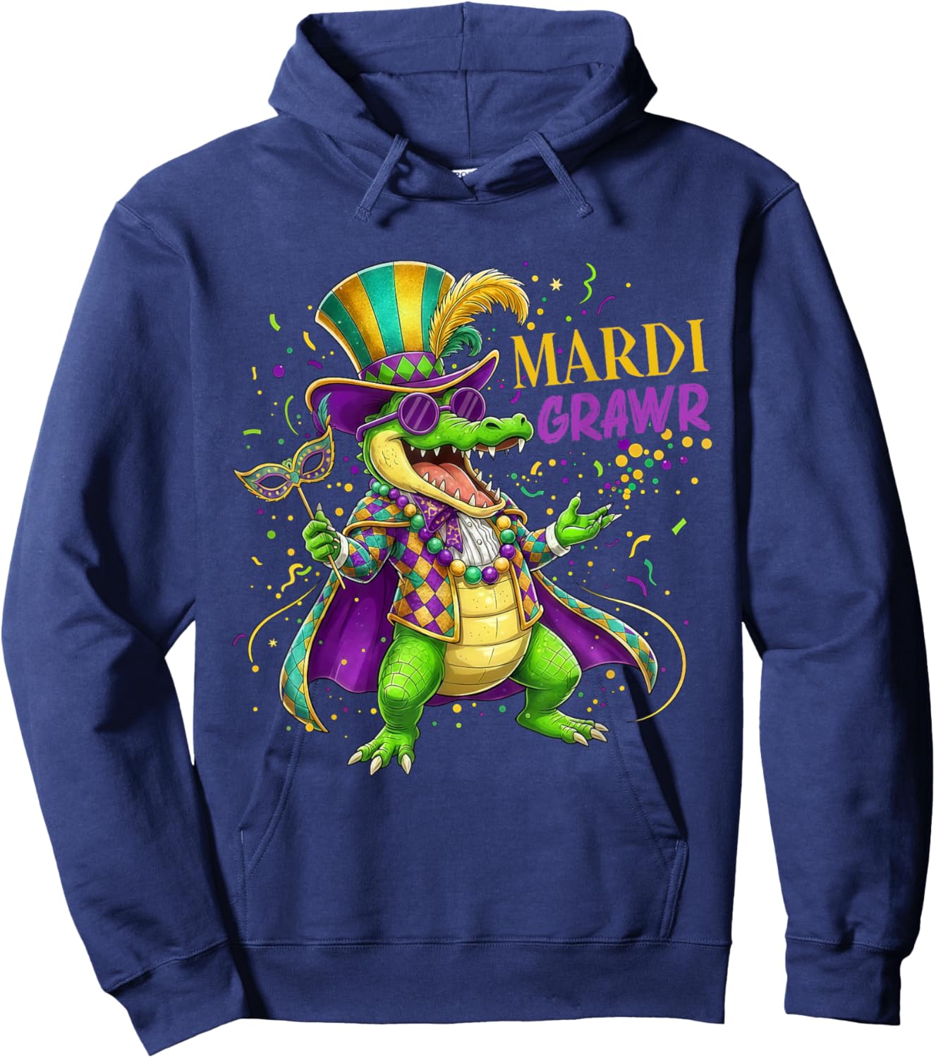 Alligator Mardi Gras Carnival Outfit for Kids Hoodie - Hoodie | Navy
