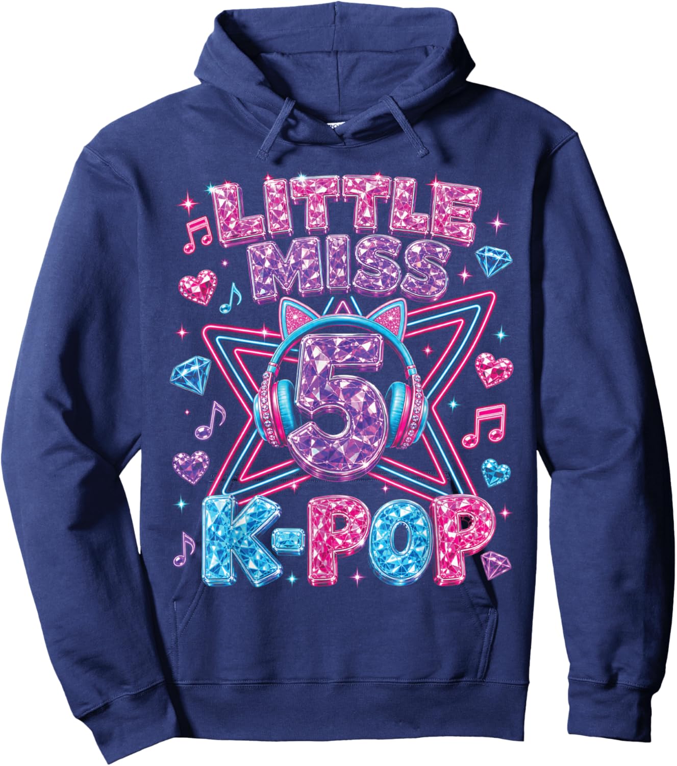 K-Pop 5th Birthday Girls 5 Year Old Girl Hoodie - Hoodie | Navy
