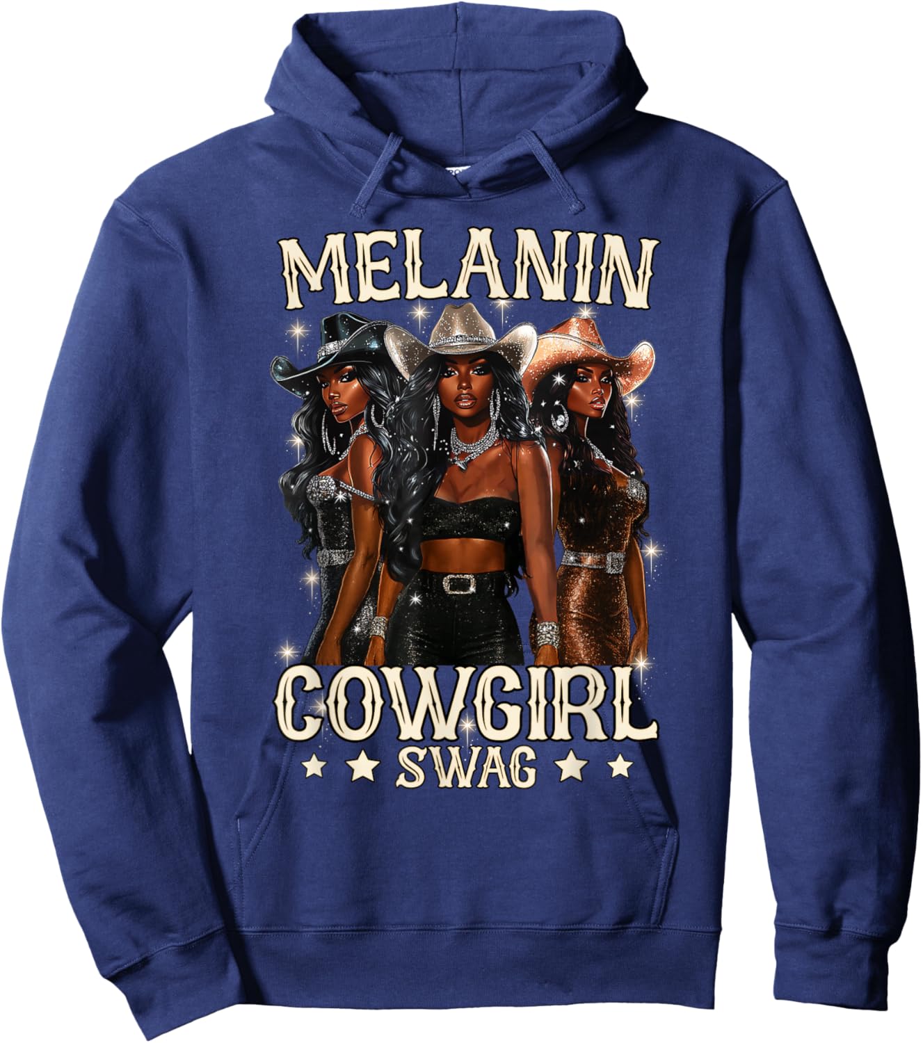 Melanin Cowgirl Swag Black History Month African Black Women Hoodie - Hoodie | Navy