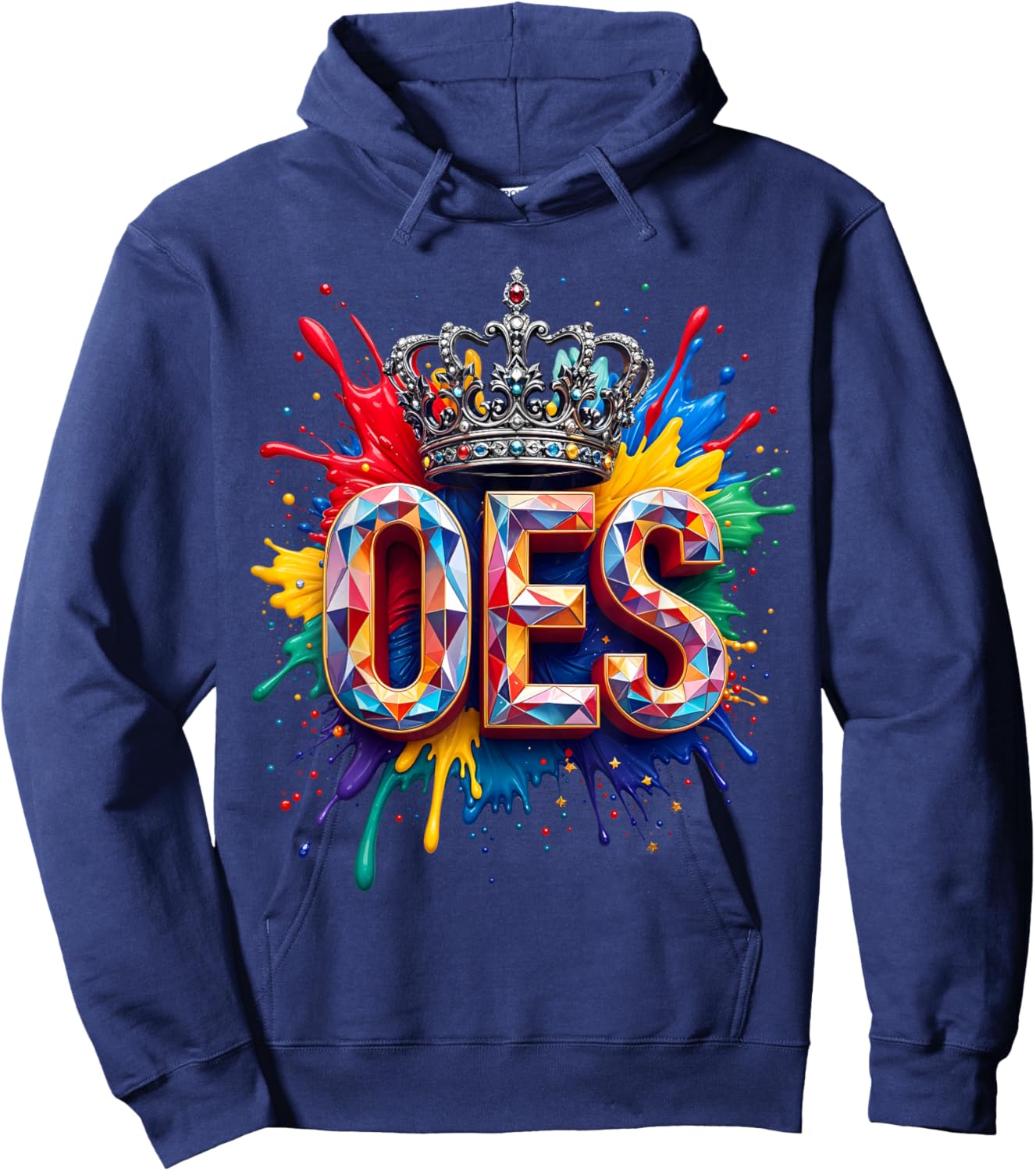 OES Colorful Crystal Queen Crow Order of the Eastern Star Hoodie - Hoodie | Navy