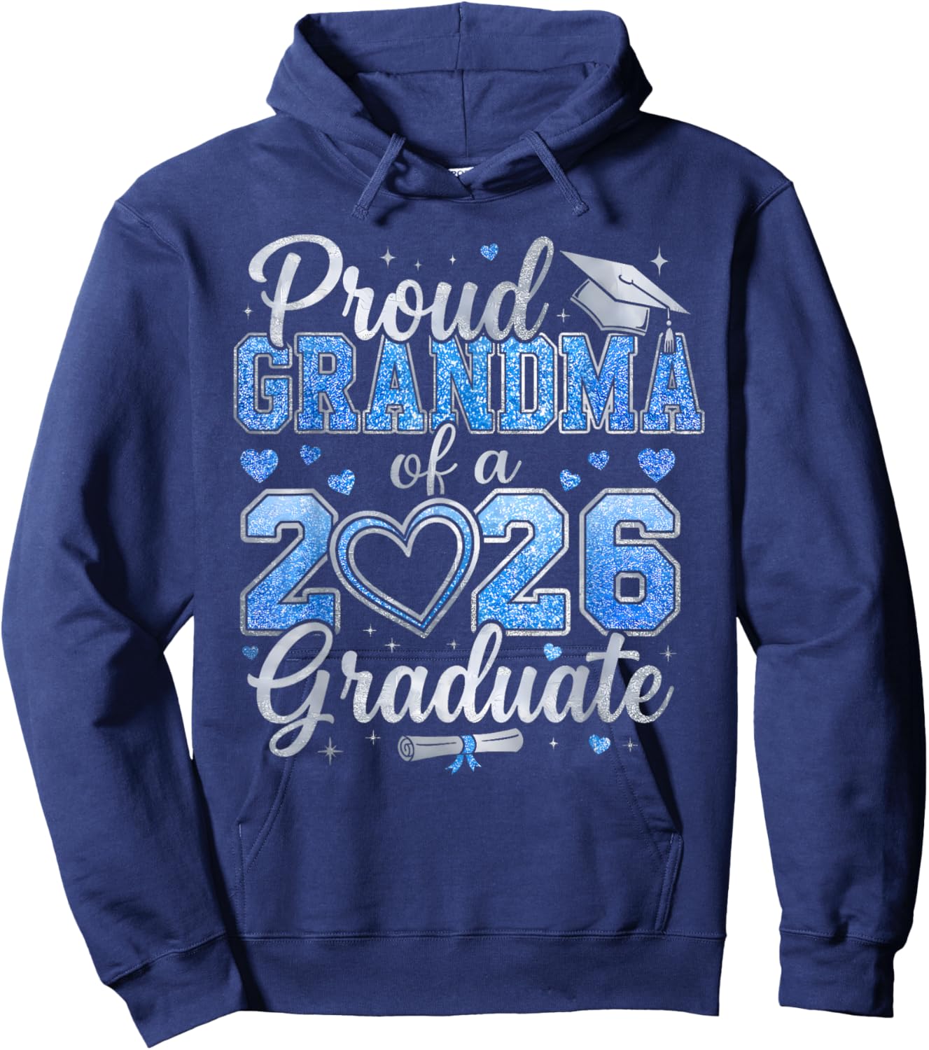 Proud Grandma of a Class of 2026 Graduate Senior Graduation Hoodie - Hoodie | Navy