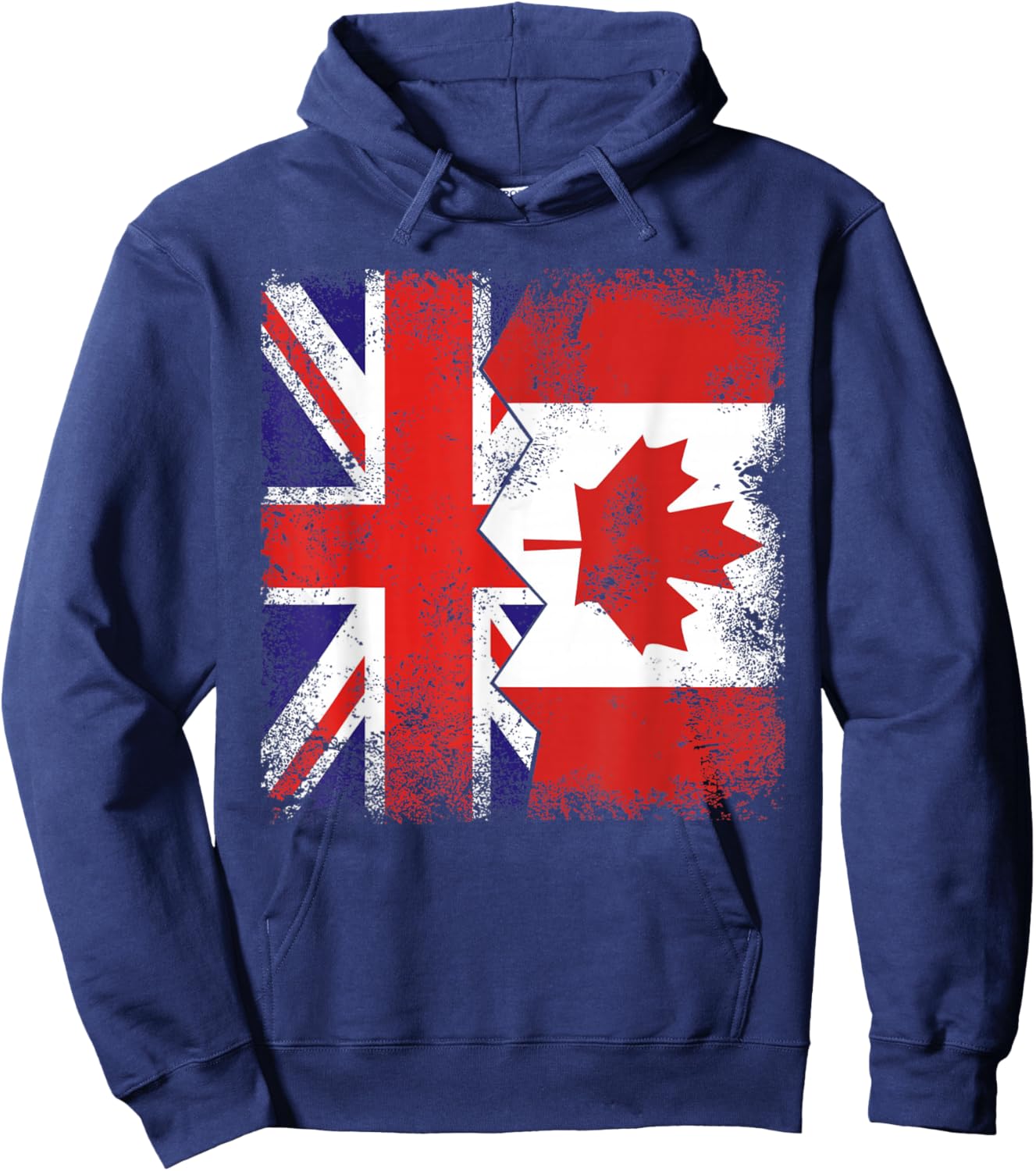 Canadian Roots | Half British Flags | UK Canada Vintage Hoodie - Hoodie | Navy