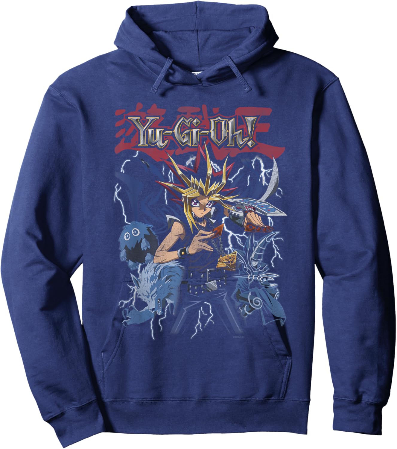 Yu-Gi-Oh! Yami Yugi Lightning Character Collage Card Anime Hoodie - Hoodie | Navy