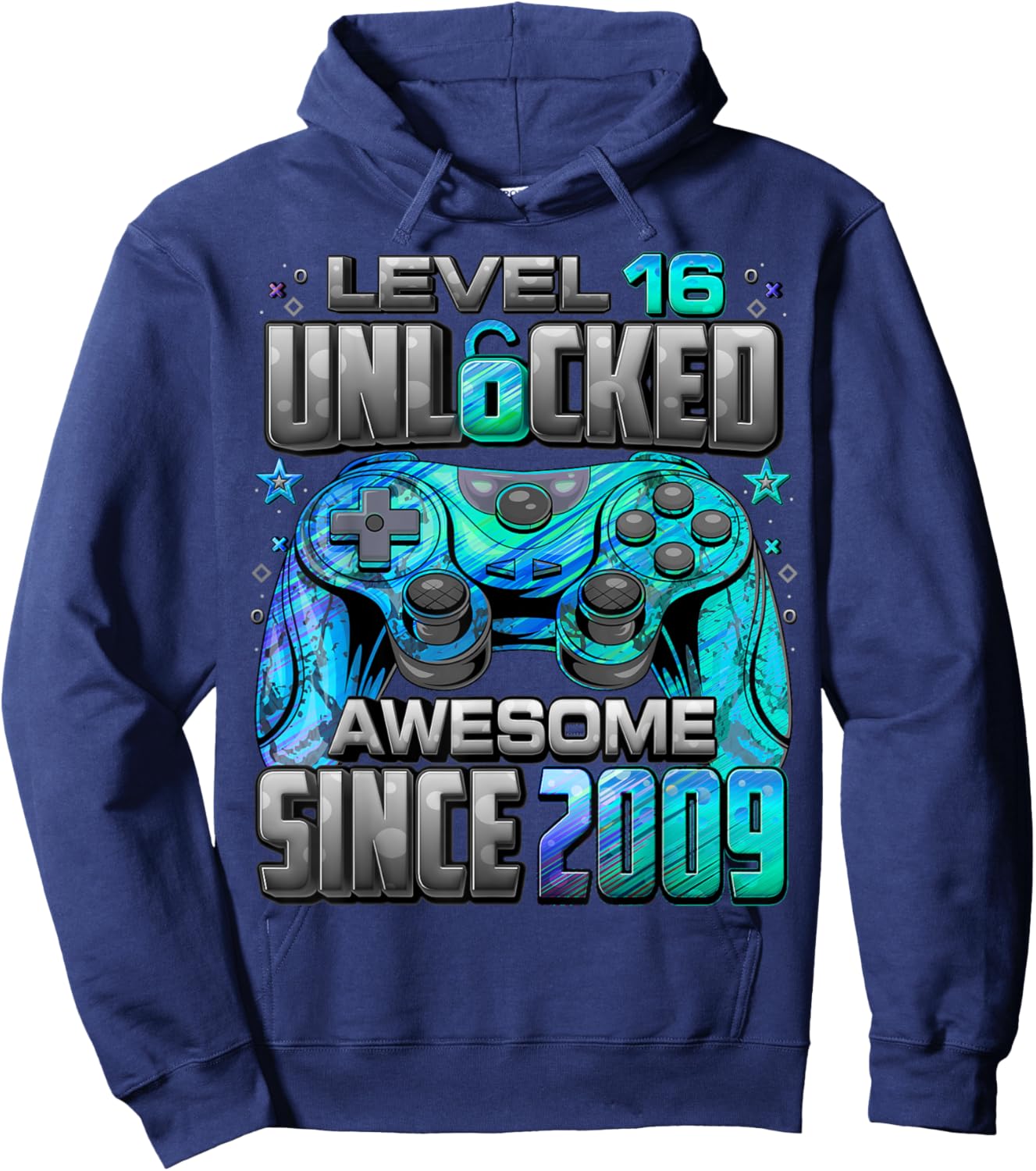 Level 16 Unlocked Awesome Since 2009 16th Birthday Gaming Hoodie - Hoodie | Navy