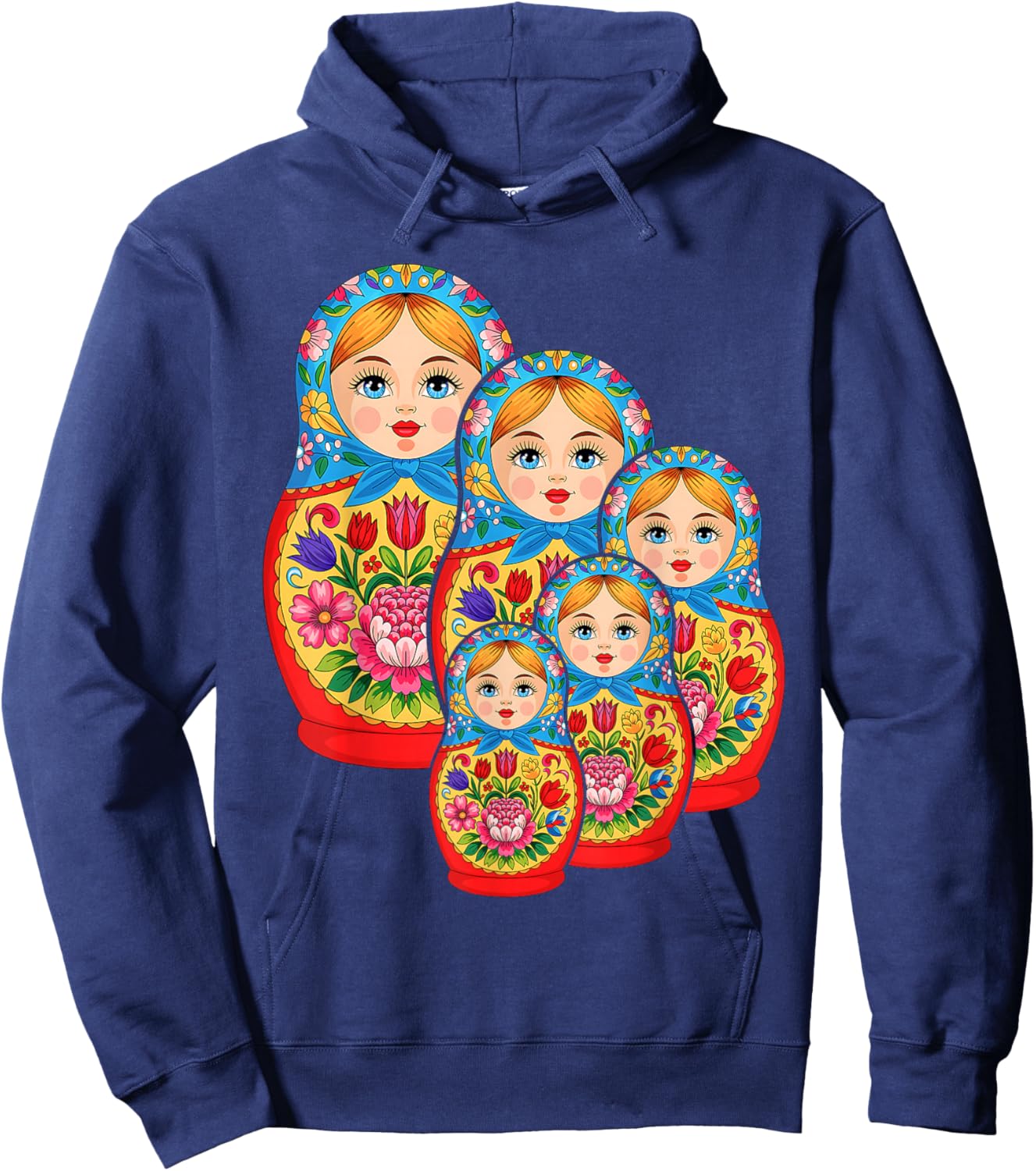 Matryoshka Doll Art Russian Nesting Wooden Stacking Set Hoodie - Hoodie | Navy