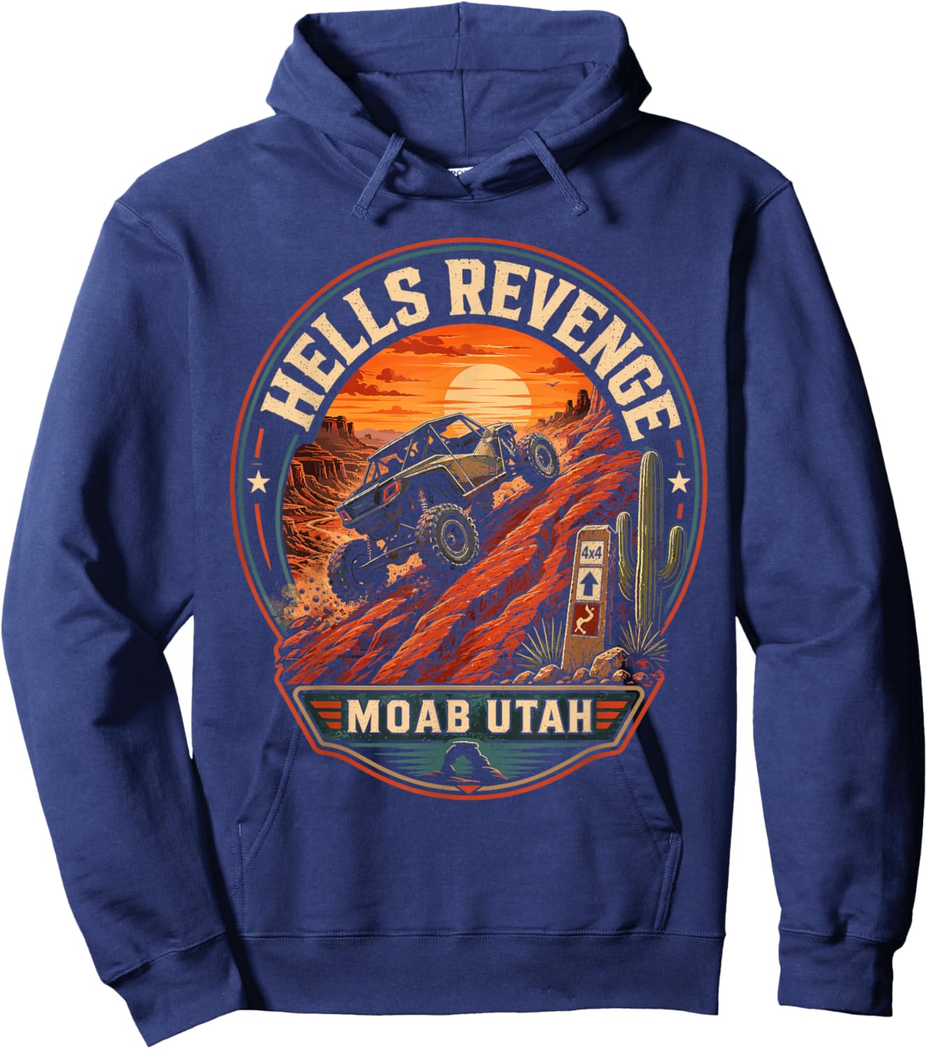 Hell's Revenge Moab Utah Offroad Badge Adventure Hoodie - Hoodie | Navy