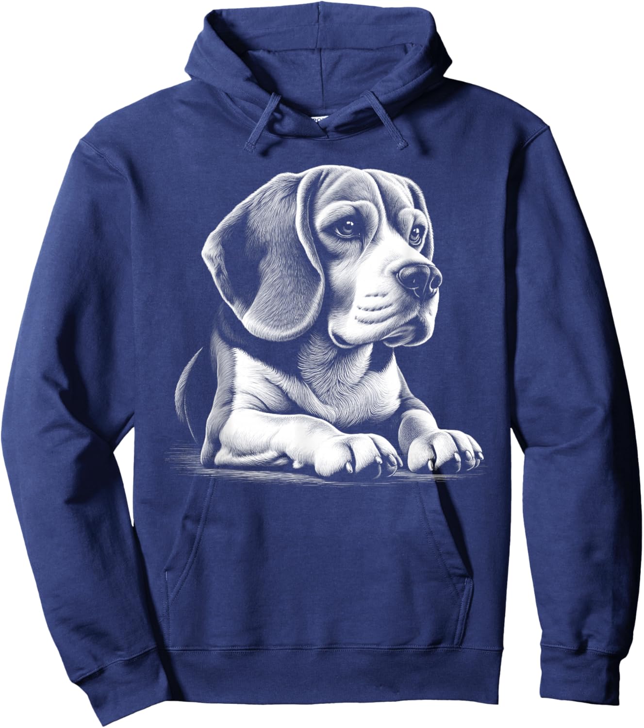 Cute Beagle Portrait in Lying Pose Hoodie - Hoodie | Navy