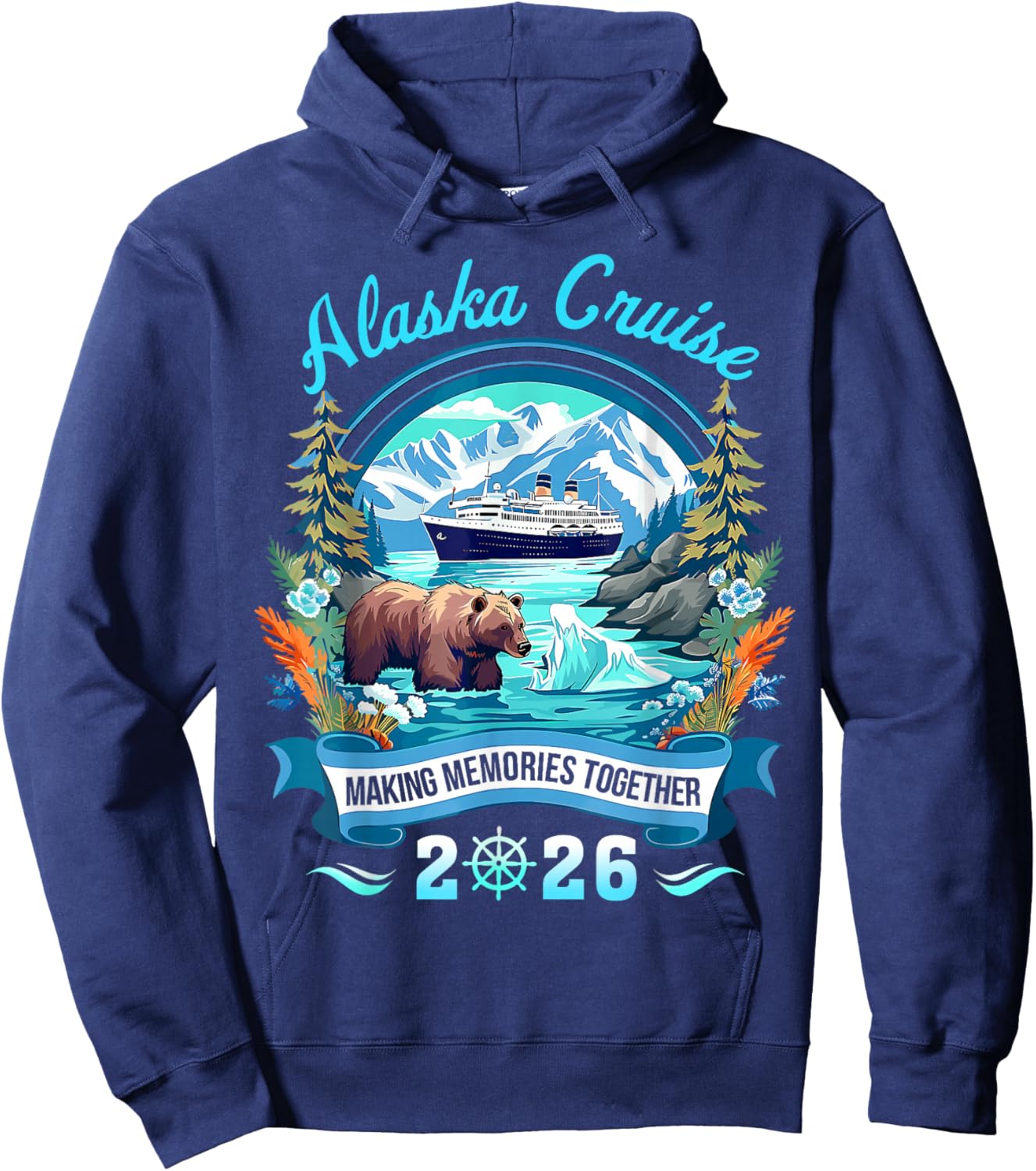 Alaskaa Cruise 2026 Matching Family Friend Group Vacation Hoodie - Hoodie | Navy