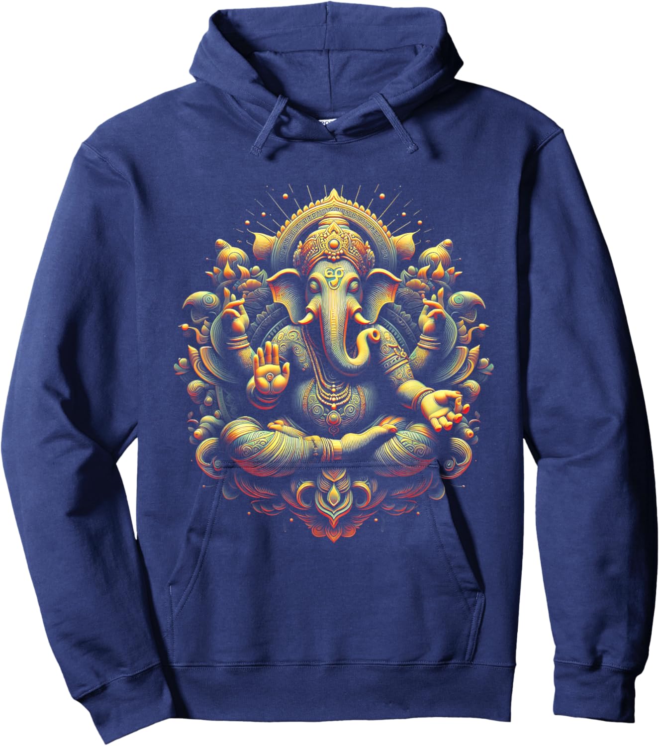Ganesh Yoga Hindu Elephant God Ganesha Puja Black -Adults Yoga Themed Hoodie - Hoodie | Navy