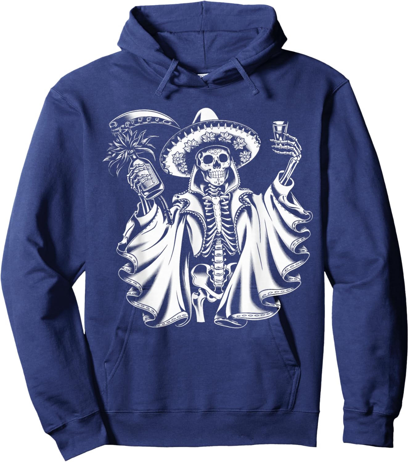 Mexico Vintage Skeleton Tequila Dia De Los Muertos Mexican Hoodie - Hoodie | Navy