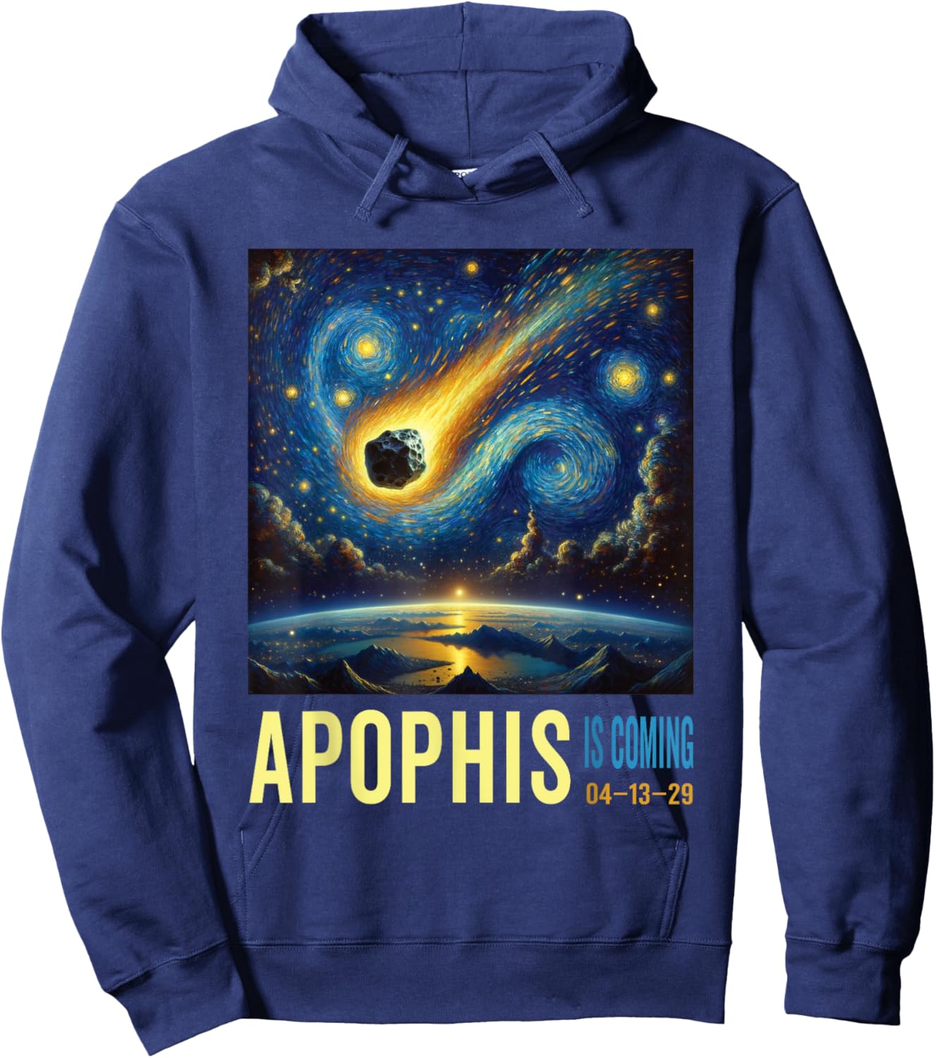 Starry Night Style Asteroid Is Coming Apophis 2029 Hoodie - Hoodie | Navy