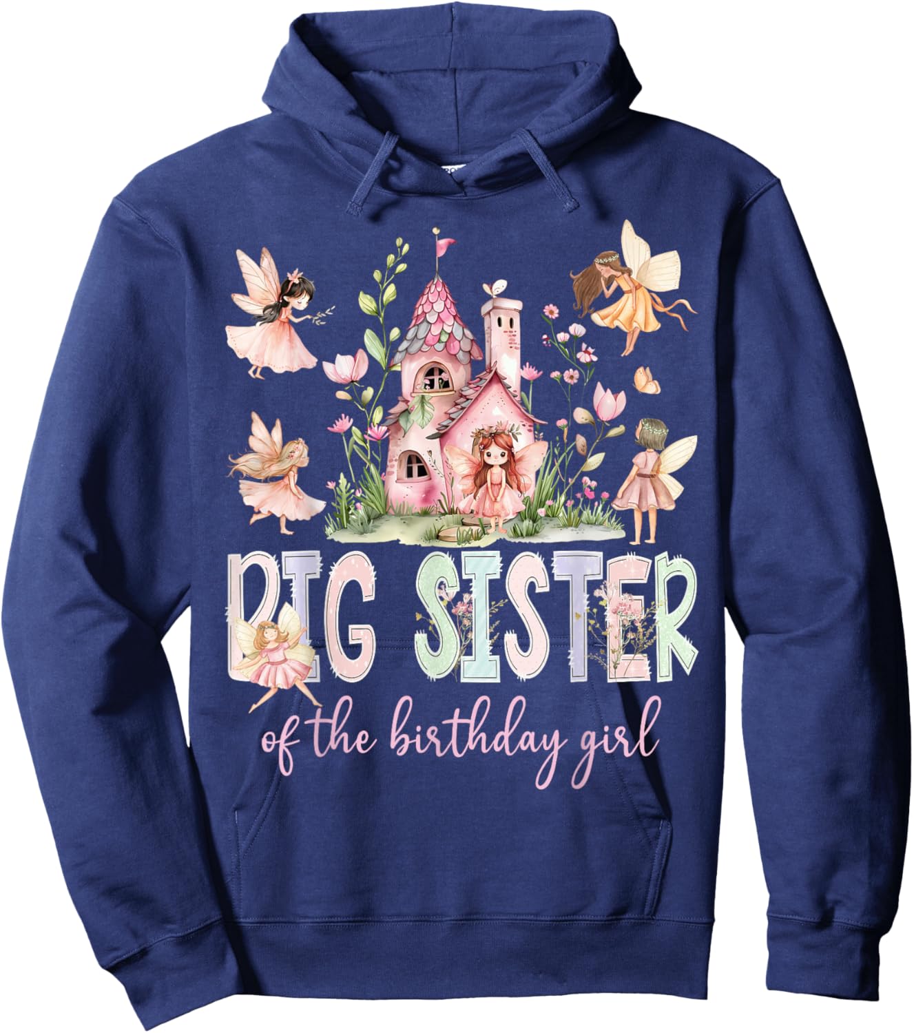 Big Sister of The Birthday Girl Fairy Magical Family Hoodie - Hoodie | Navy