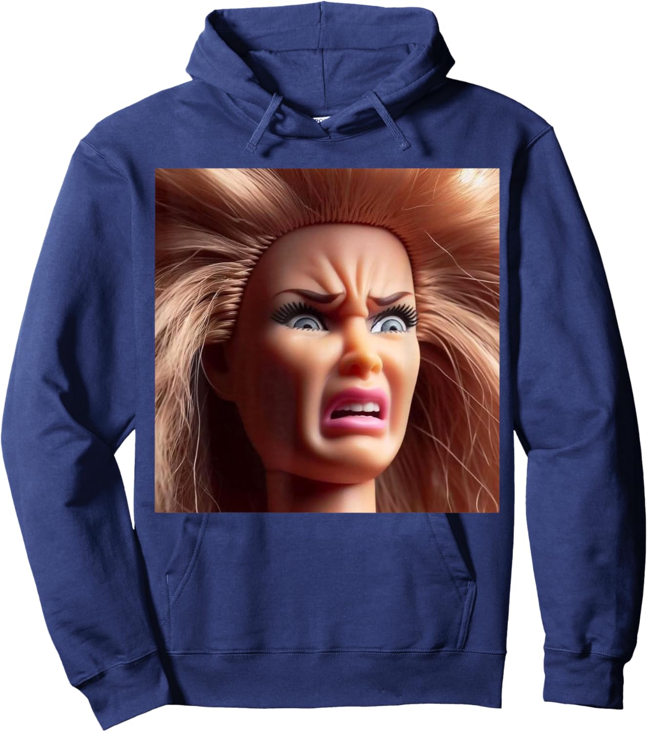 Funny Disgusting Doll face Meme Hilarious Sarcastic Gift Hoodie - Hoodie | Navy