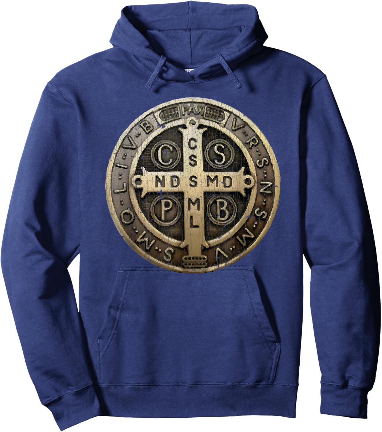 Vintage Retro St. Benedict Medal Saint Benedict Cross Cathol Hoodie - Hoodie | Navy