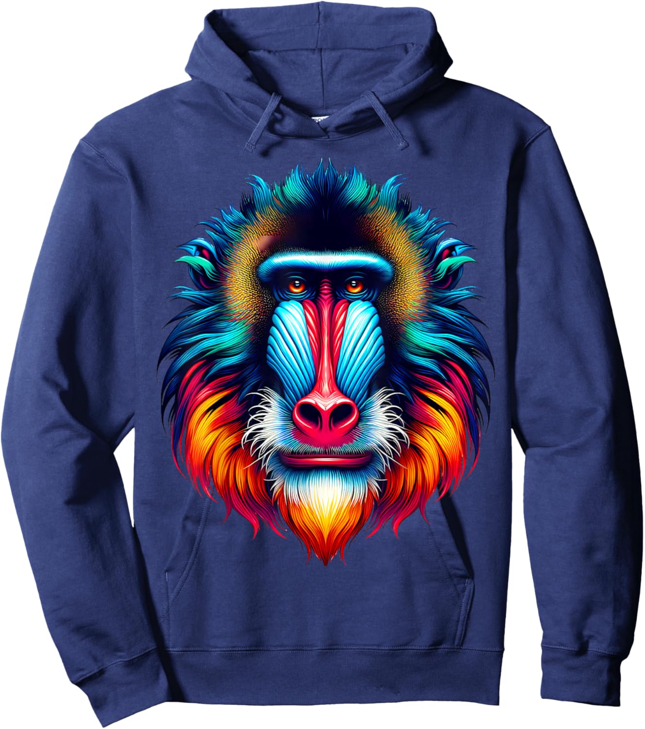 Cool Mandrill Monkey Spirit Animal Illustration Tie Dye Art Hoodie - Hoodie | Navy