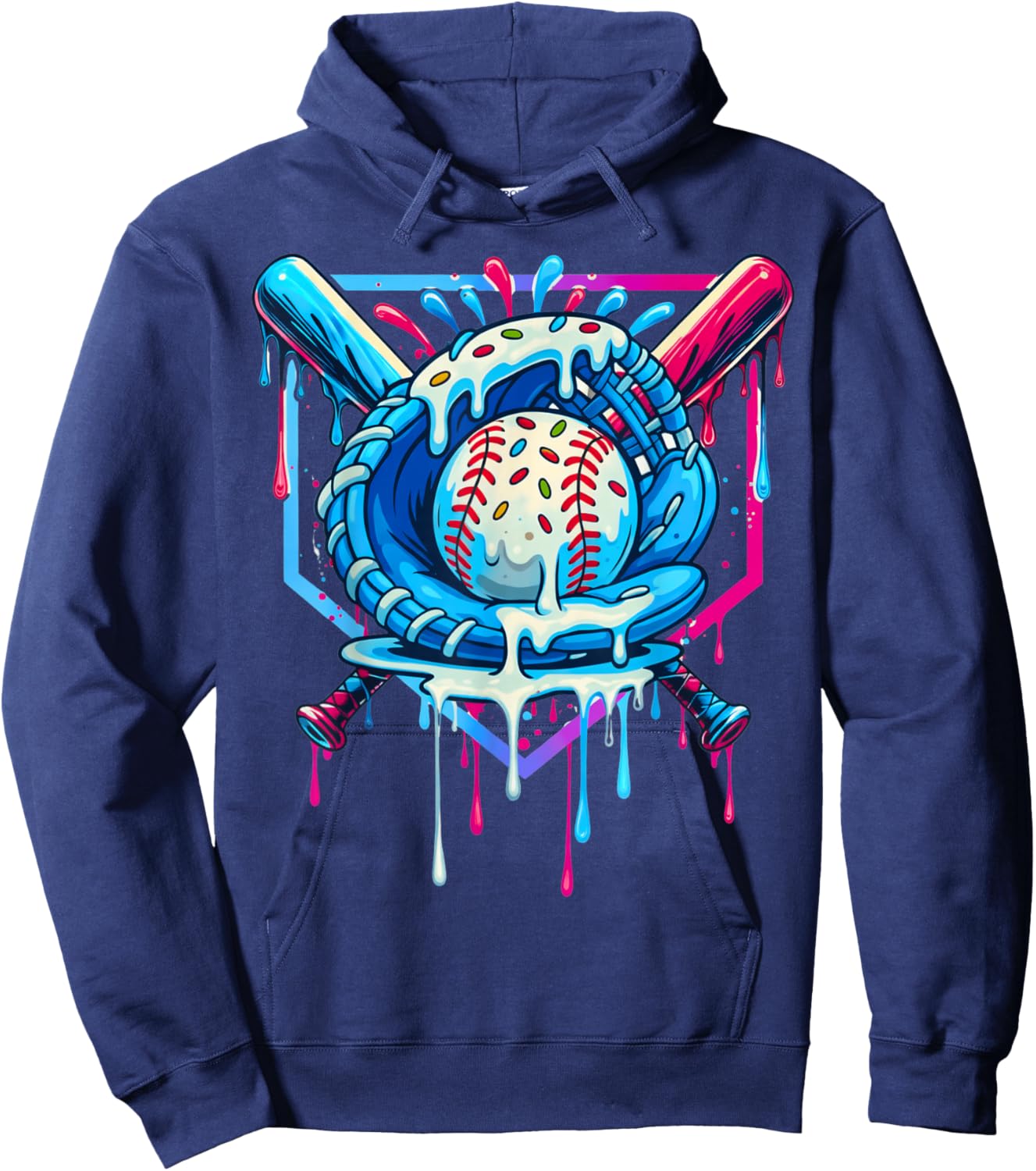 Baseball Respect The Drip Boys Baseball Hoodie - Hoodie | Navy
