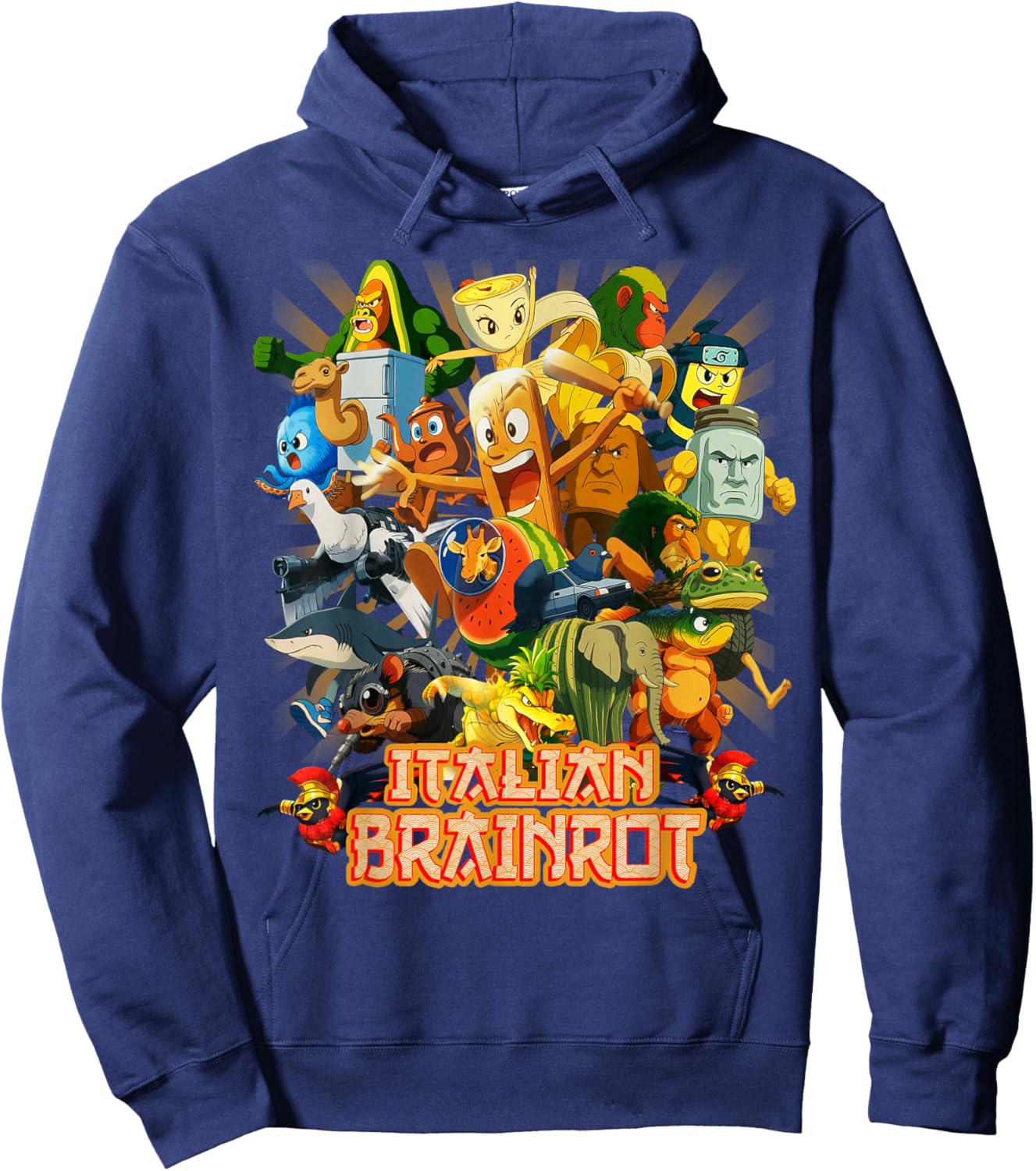 All Brainrot Italian Anime Cute Friends for Teens Kids Youth Hoodie - Hoodie | Navy